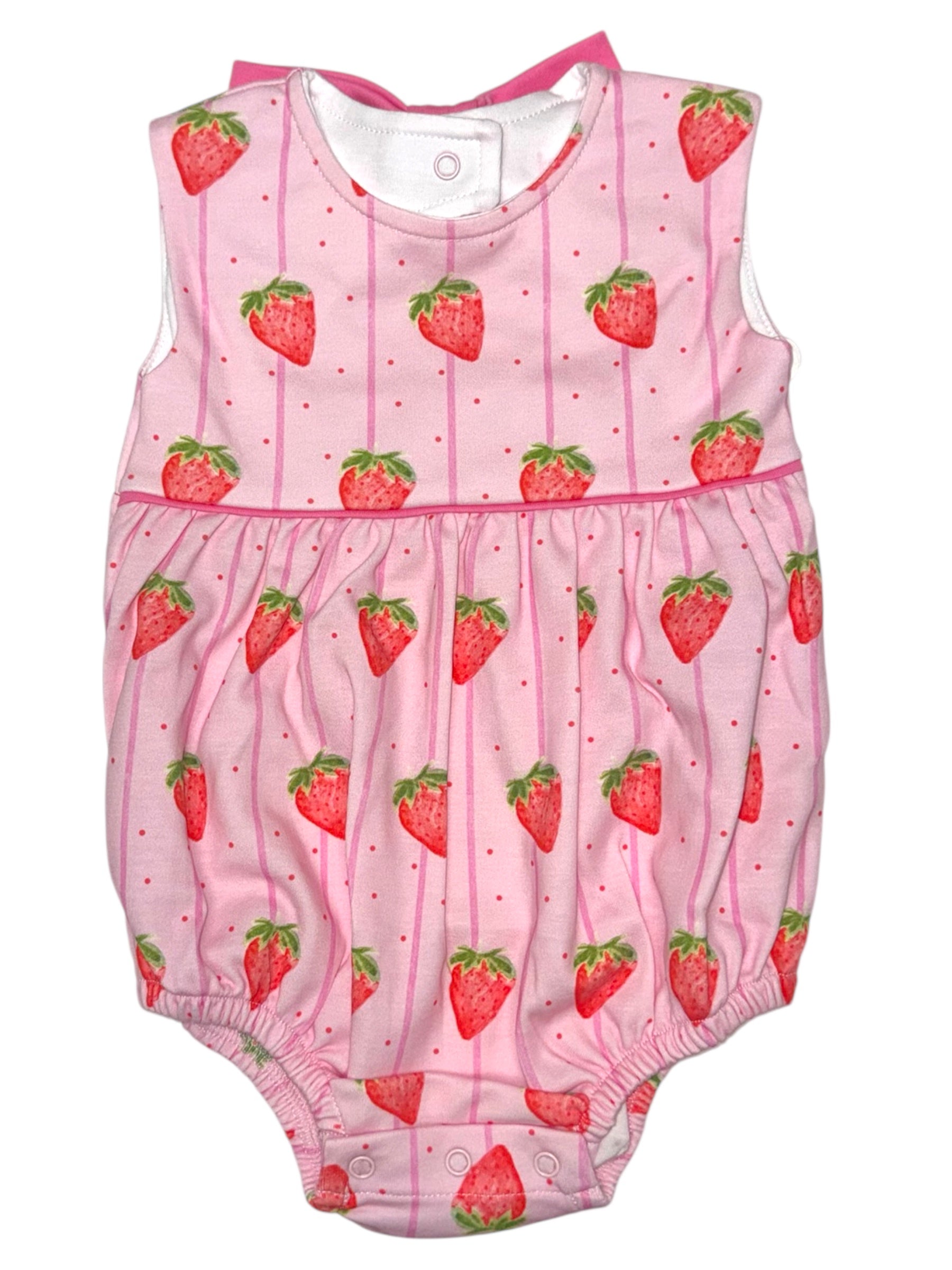 James & Lottie Strawberry Stripe Tie Back Bubble 5303