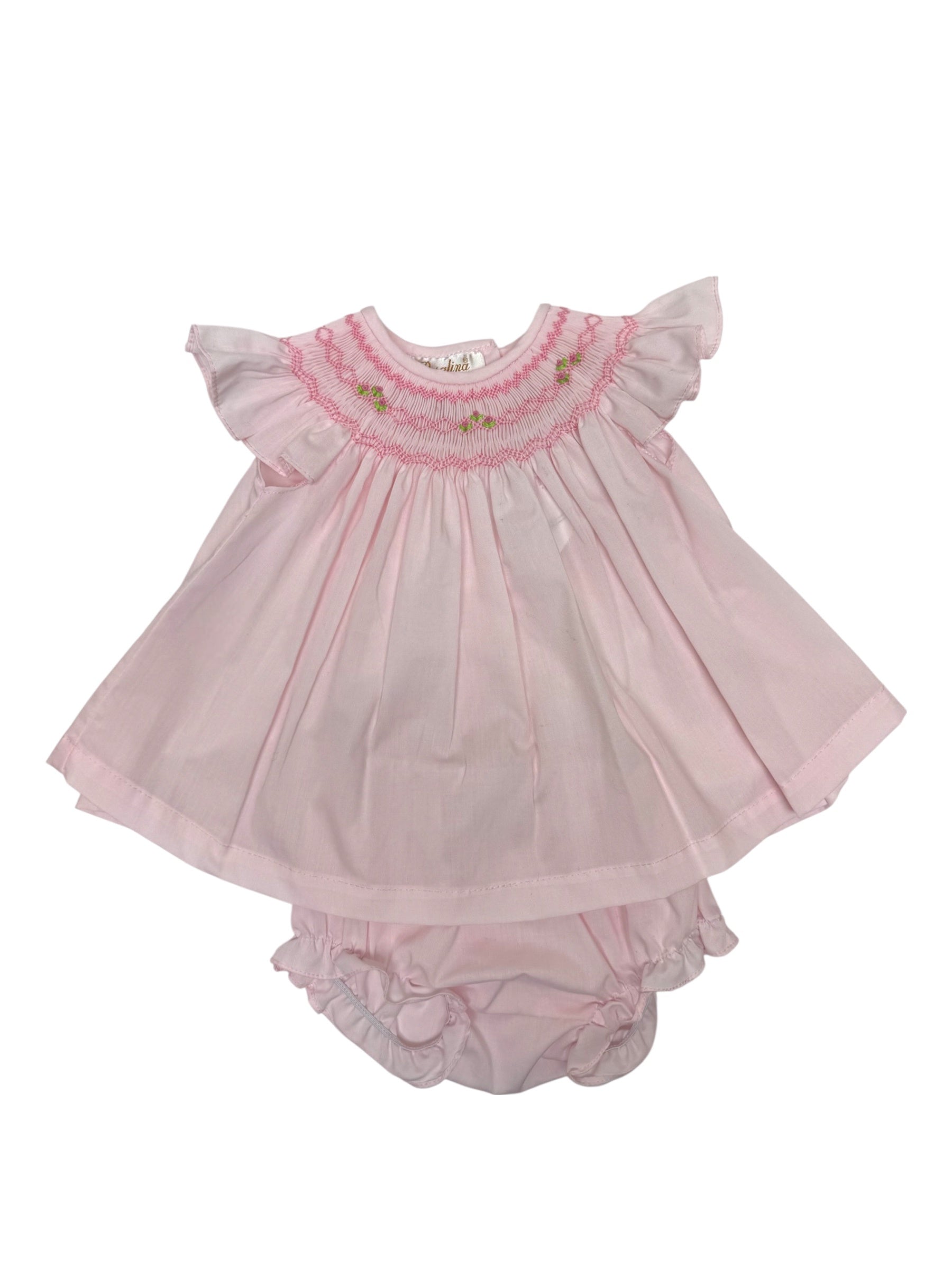 Rosalina Pink A-Line Angel Sleeve Smocked Bishop 10148