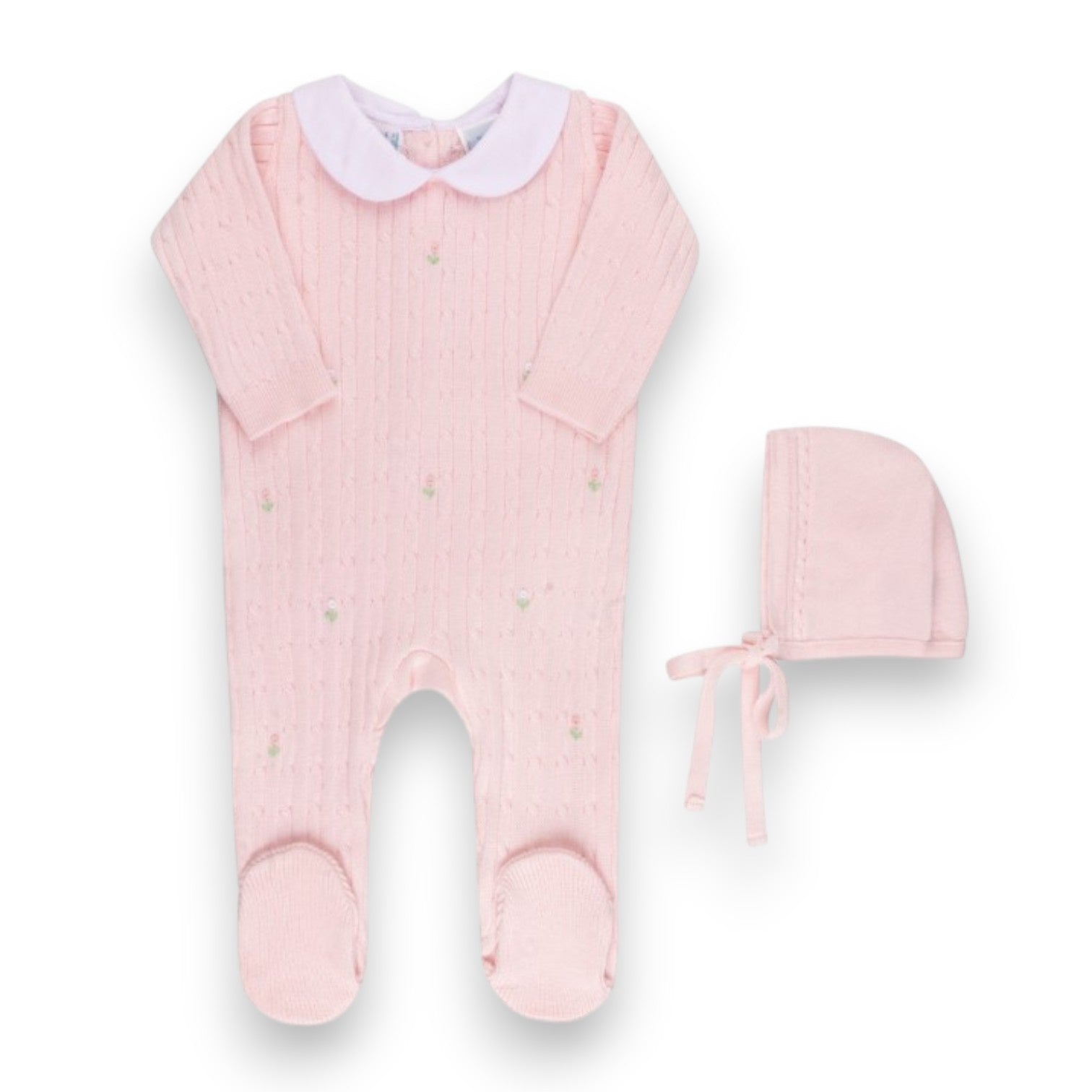 Feltman Brothers Peter Pan Cable Knit Romper & Bonnet 6018/6019