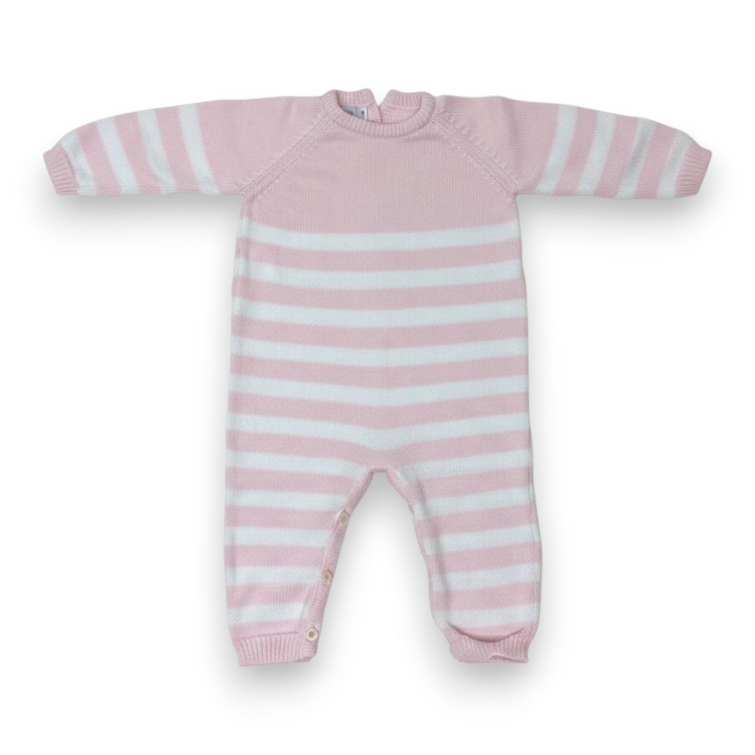 Mi Lucero Striped Romper W/Buttons in Legs Pink/White U26257 5308
