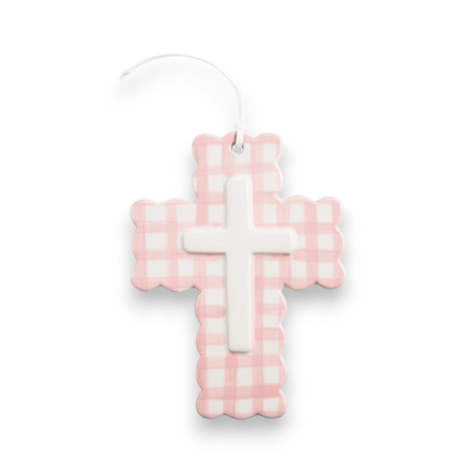 Mud Pie ceramic gingham cross