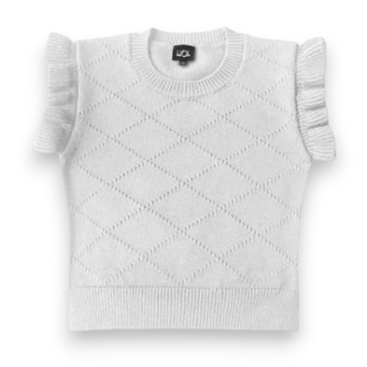 Little Olin Pleated Sleeve Knitted Top White LOFW2626 5309