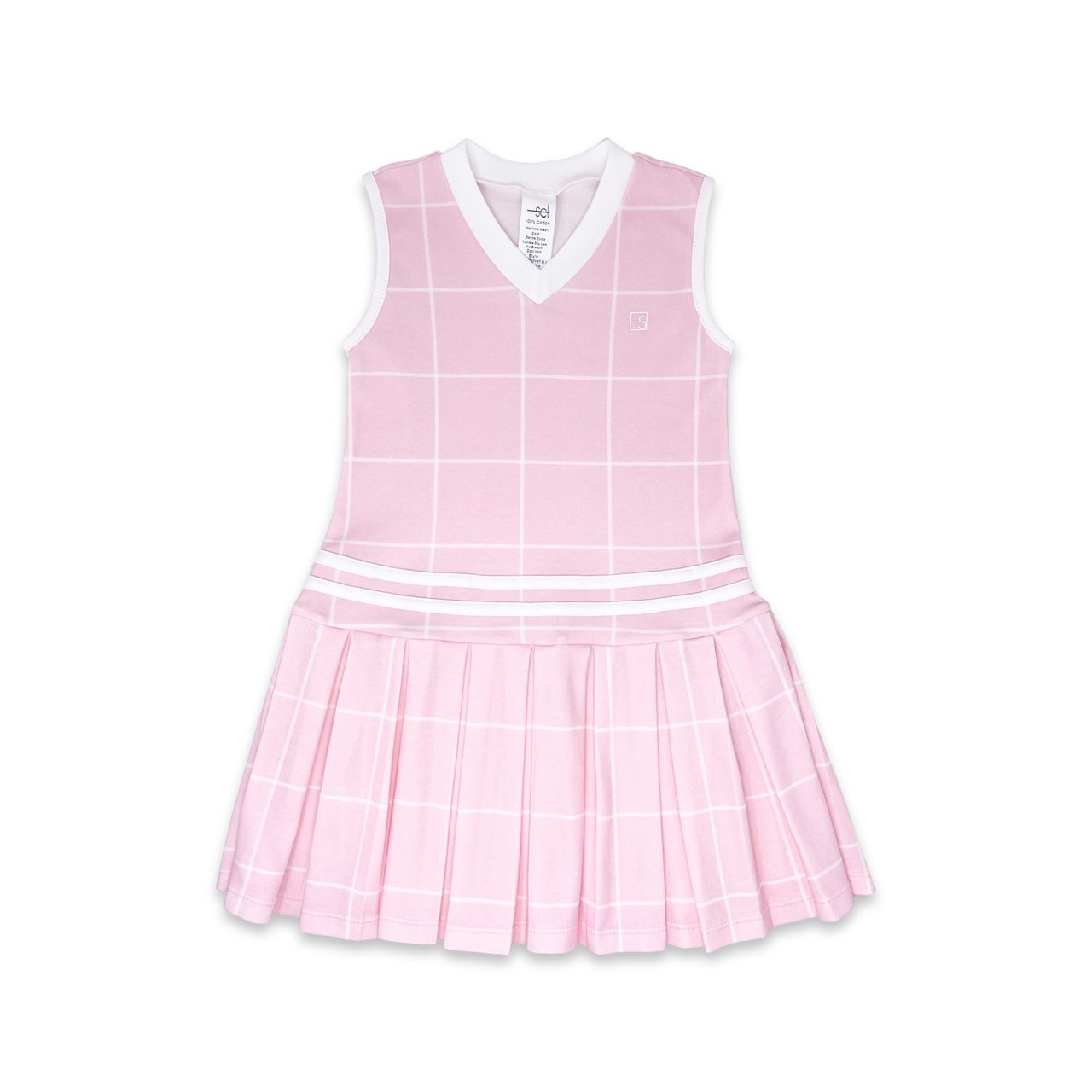 Set Athleisure Polly Dress Pink Windowpane, Pure Coconut 5103