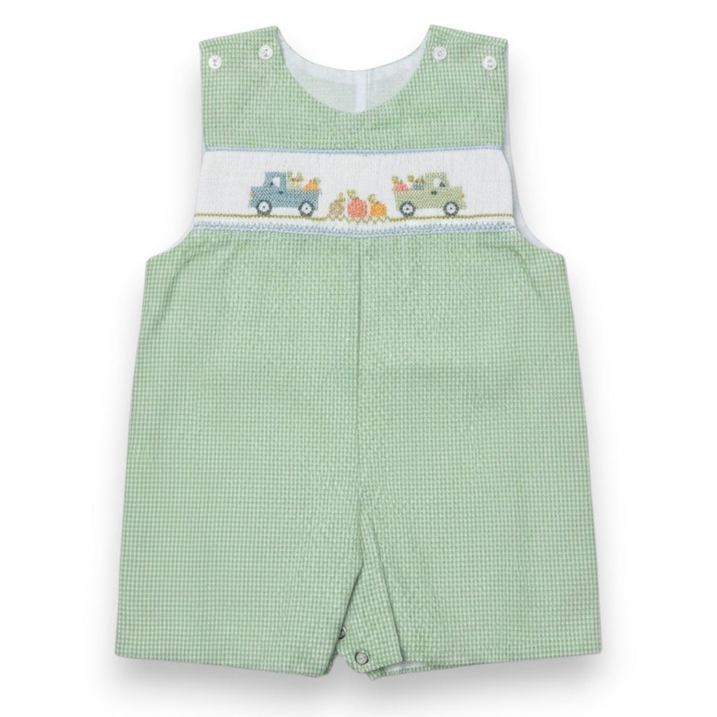 Lulu Bebe Pumpkin Smocked Shortall PETE-3-PMKN