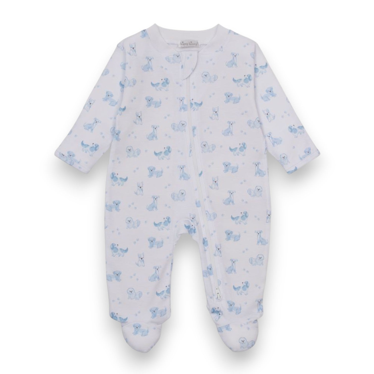 Kissy Kissy Puppy Paws Pink & Blue Footie W/Zip PRT
