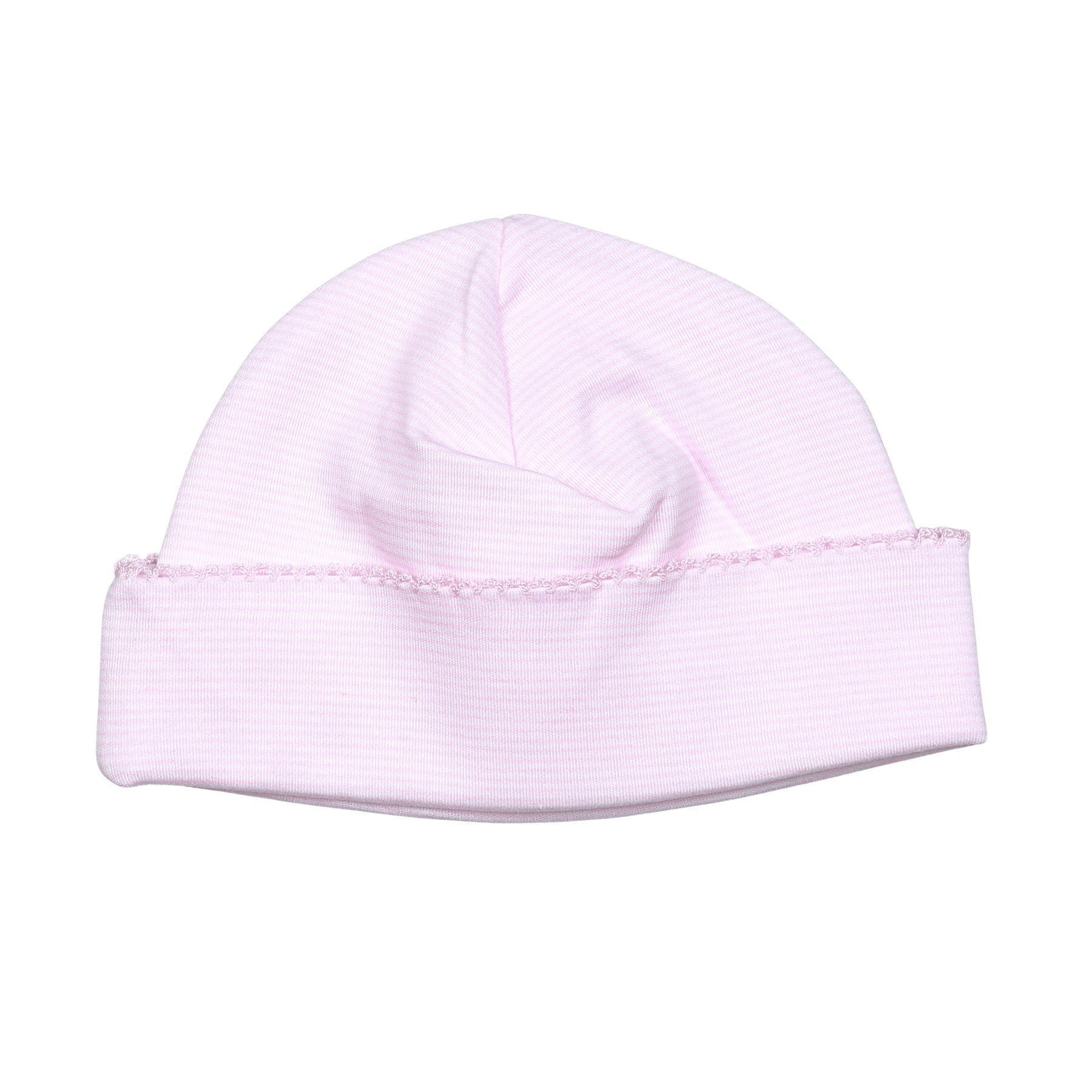 Baby Loren Pink Stripes Pima Beanie Pink Trim PSB-117 5101
