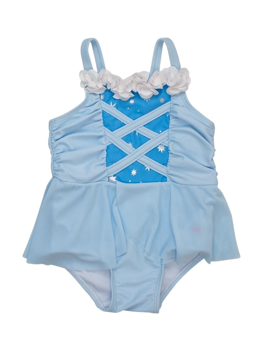 RuffleButts Crystal Blue Princess Dress-Up One Piece Swimsuit 1SW0815-00-P0818
