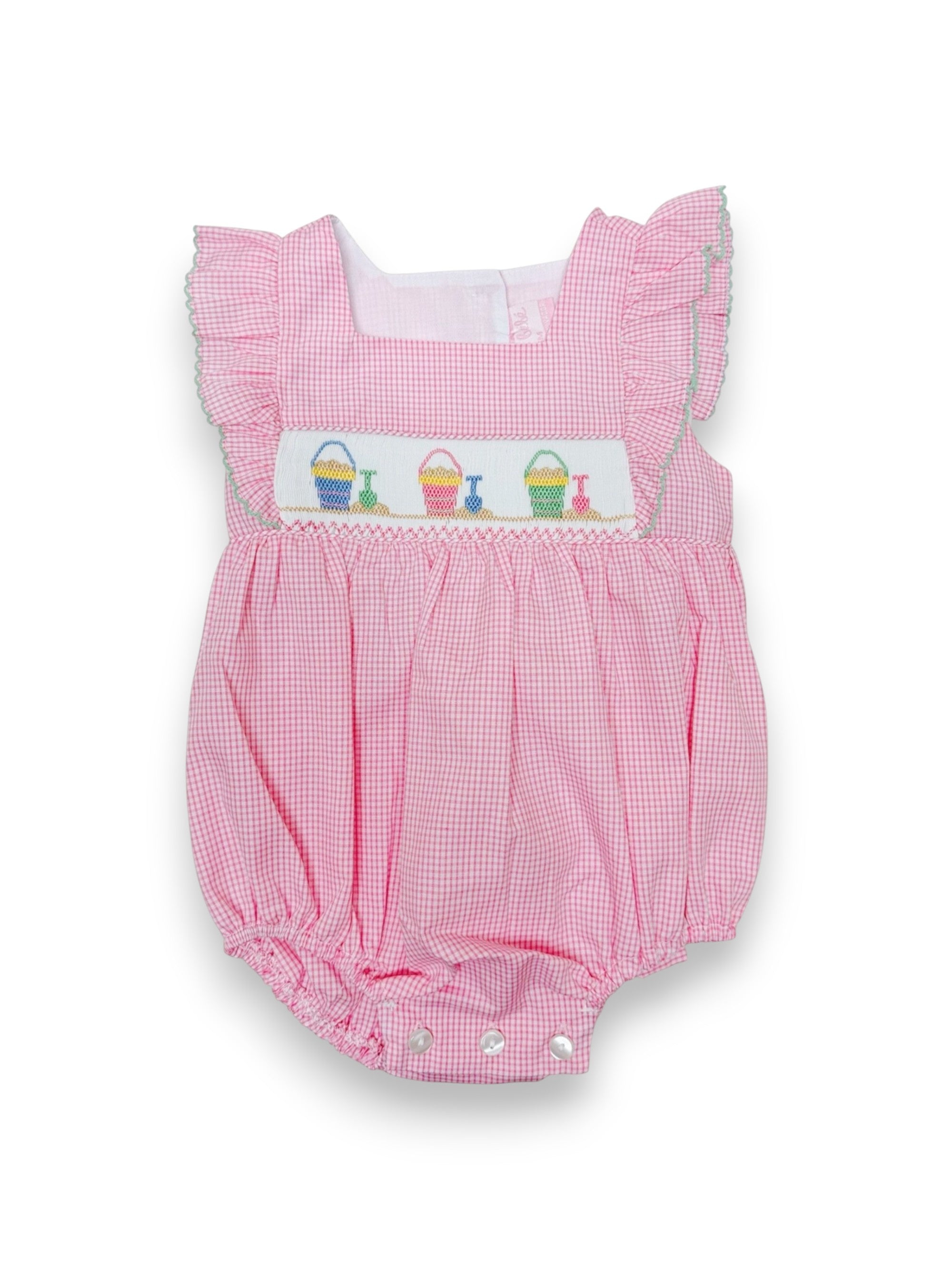Petit Bebe Sand Pails Girl's Pink Check Girl's Sunbubble 132F-MS26