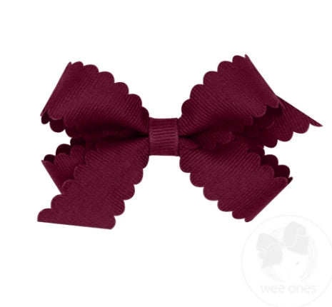Wee Ones Mini Grosgrain Hair Bow w/ Scalloped Edge