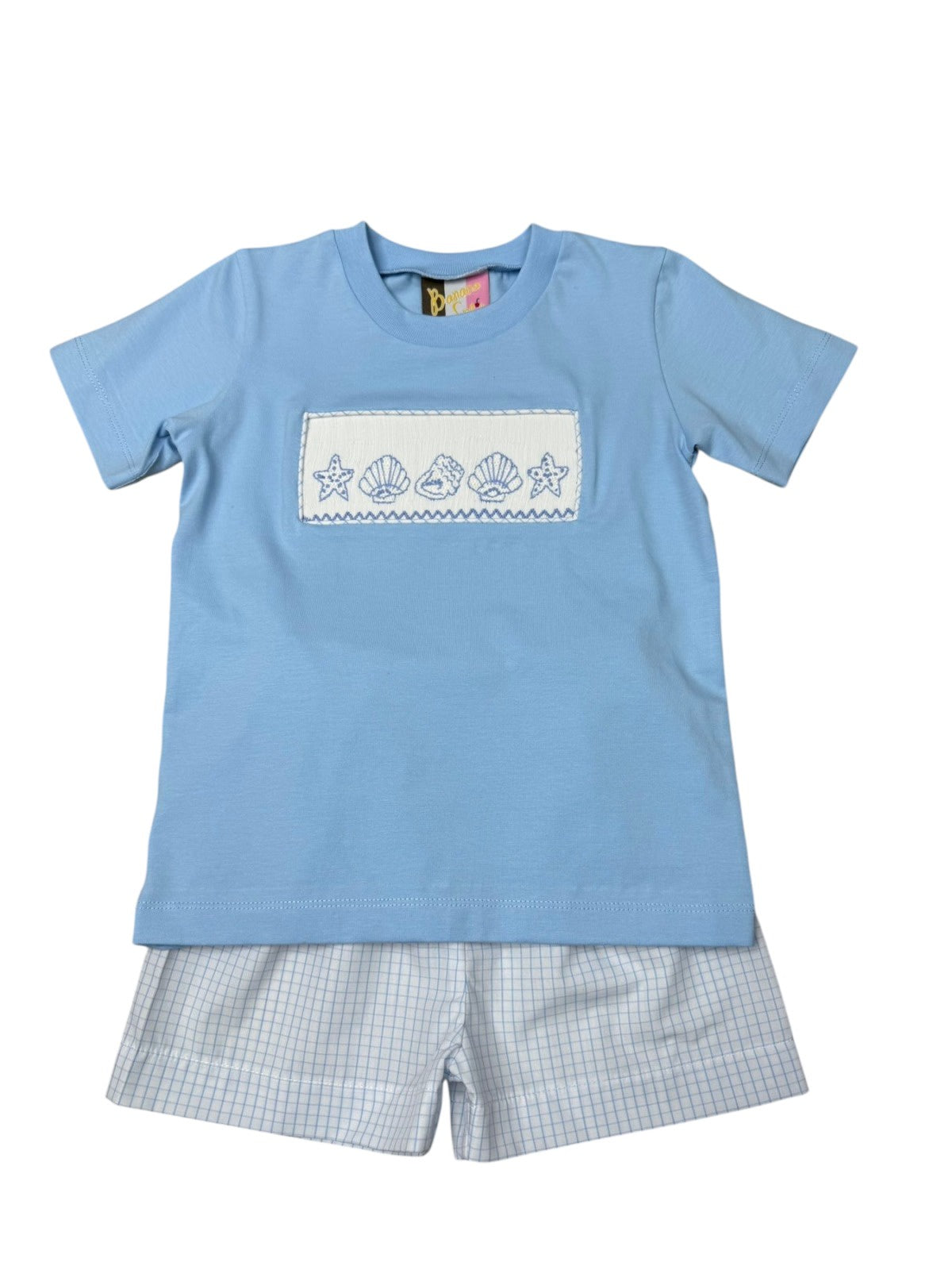 Banana Split Seashell Smocked Boys Short Set 222 5301