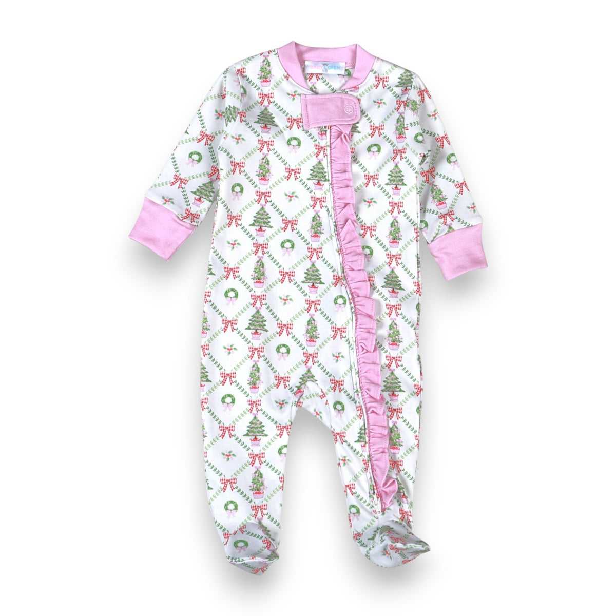 Baby Loren Christmas Trees Pima Zipper Footie TRE-214 5309