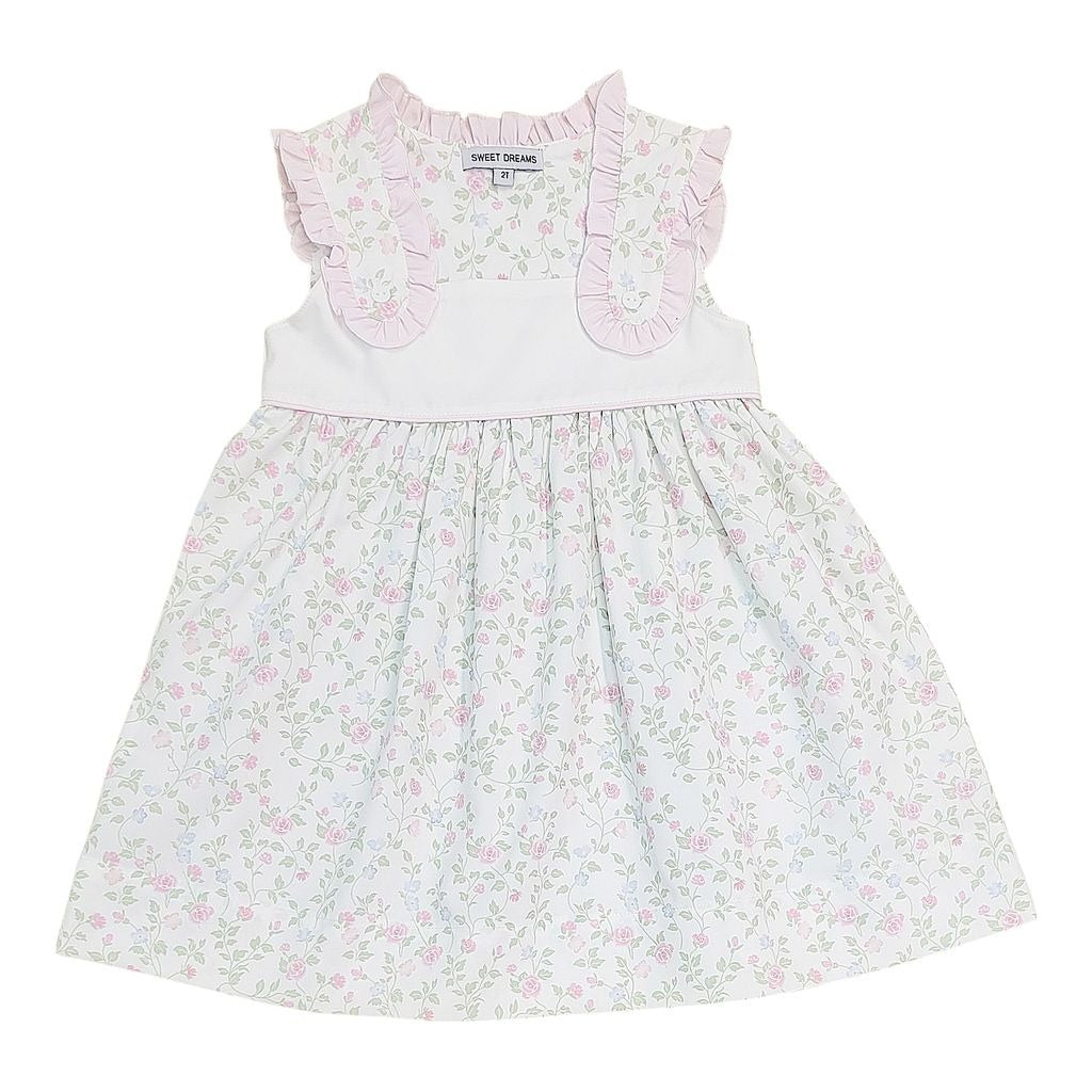 Sweet Dreams Pink Ruffle Shoulder Floral Print (Pink/Blue) Dress TT1381 5302