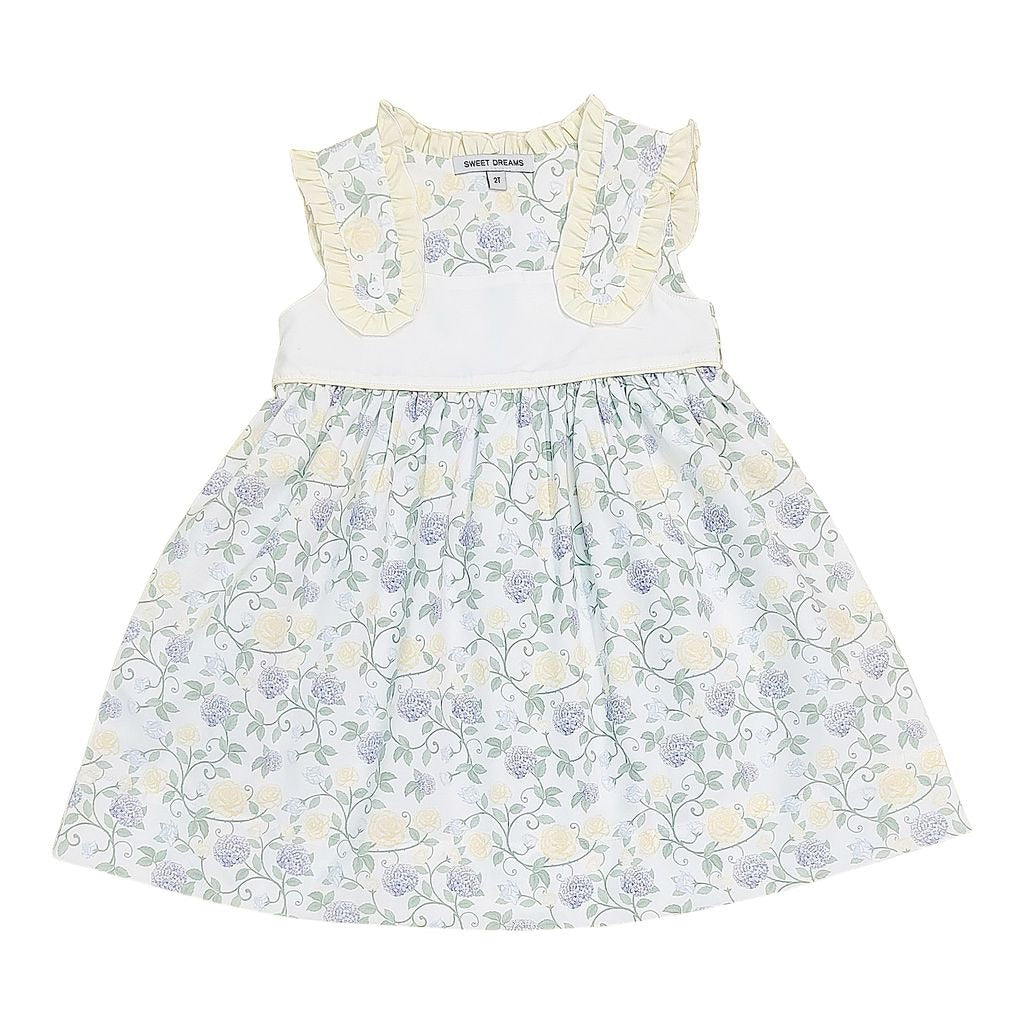 Sweet Dreams Yellow Ruffle Shoulder Floral Print (Yellow/Purple) Dress TT13845302