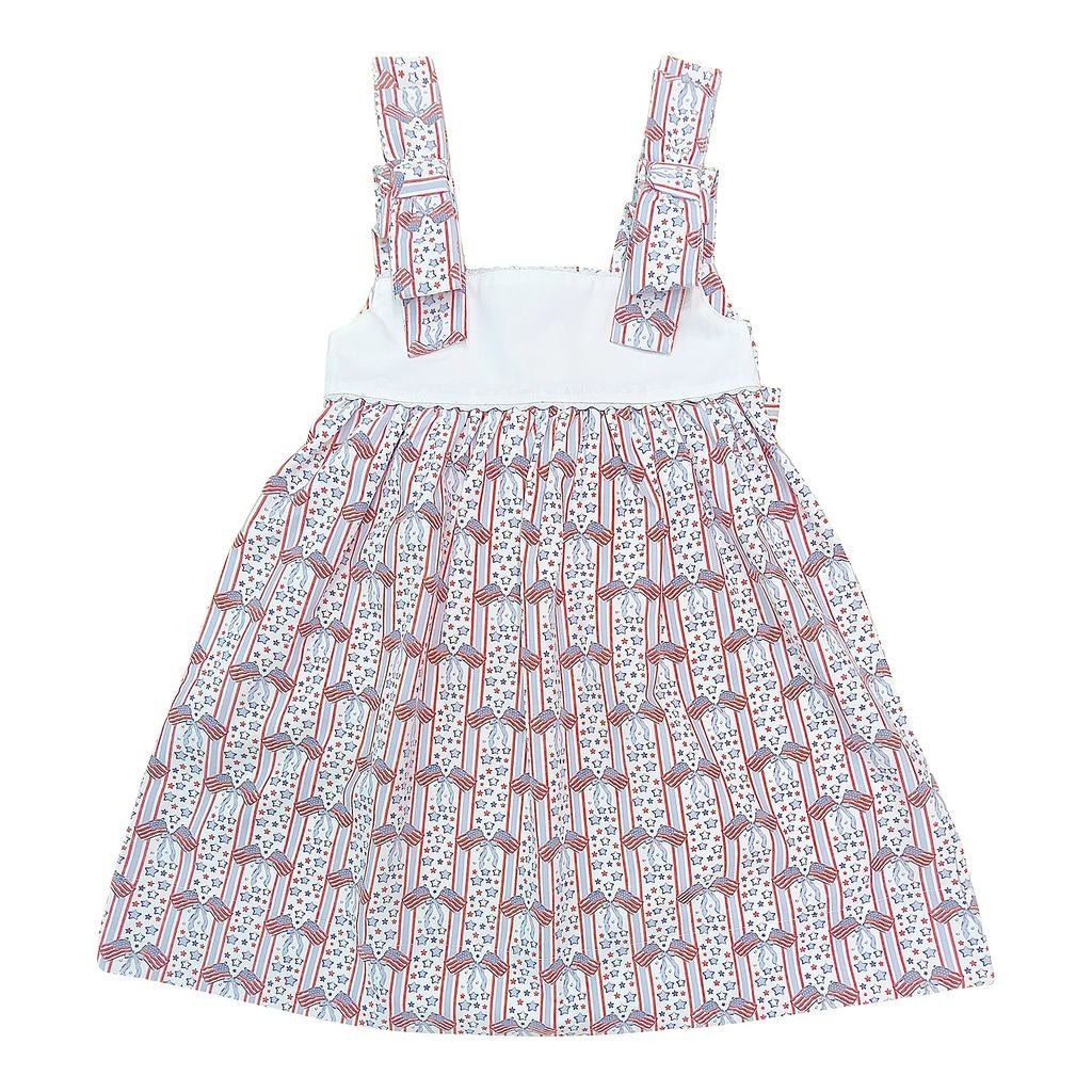 Sweet Dreams Patriotic Print Dress Bow Shoulder Dress TT1401 5302