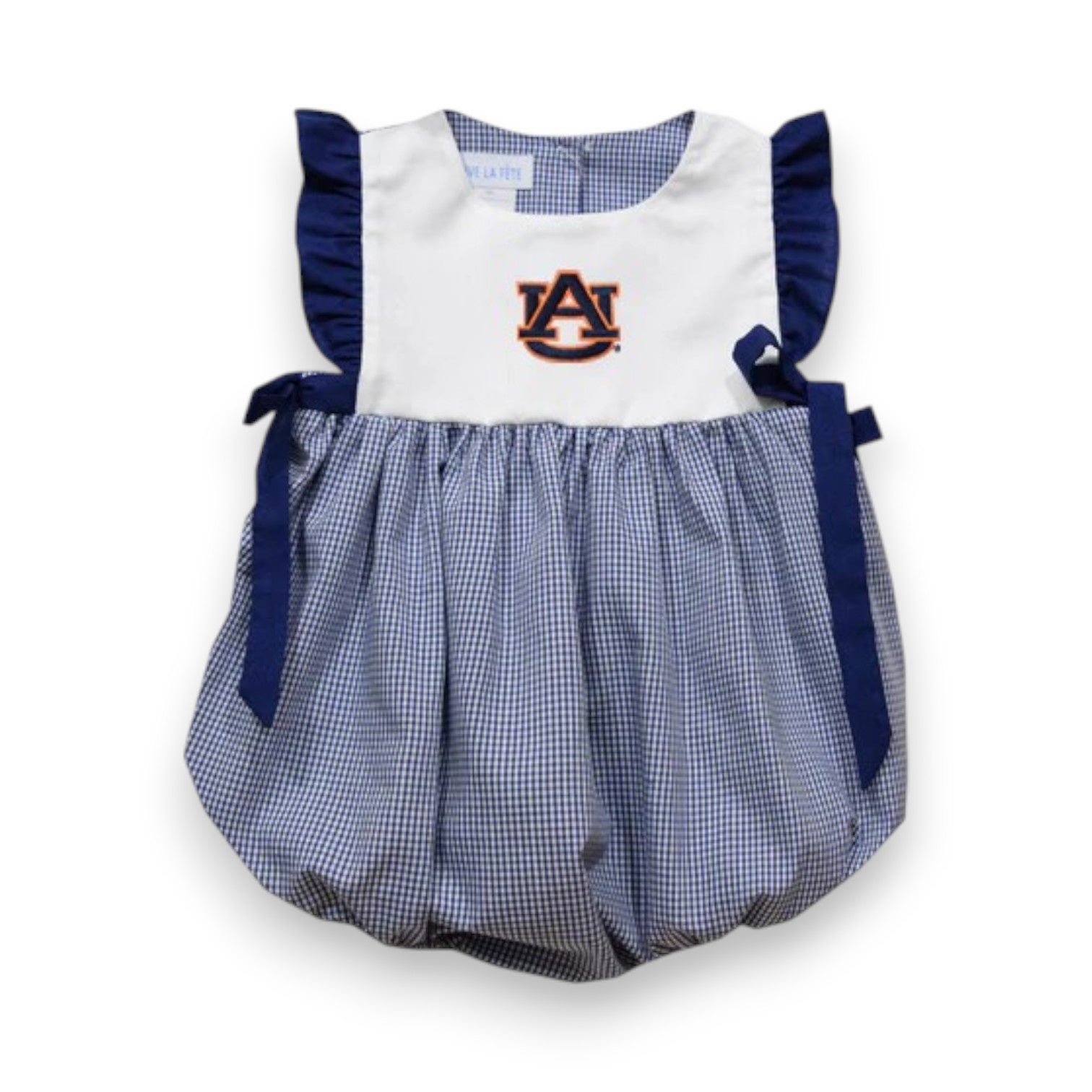Vive La Fete Auburn Tigers Emb Navy Gingham Girls Bubble NAU1_BSGB06U 5305