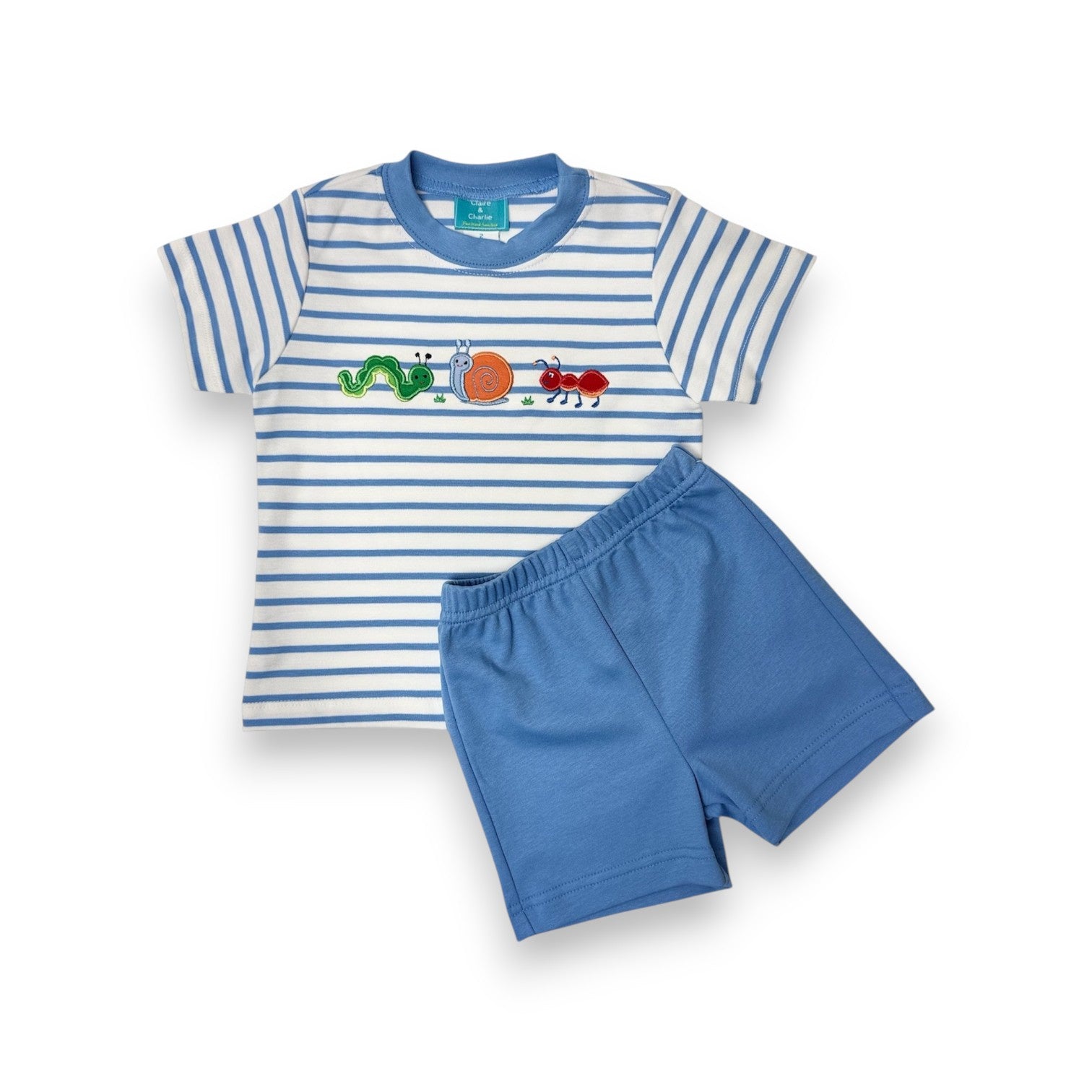 Claire & Charlie Backyard Bugs Boy's T-Shirt & Periwinkle shorts 5009P/5041 5303