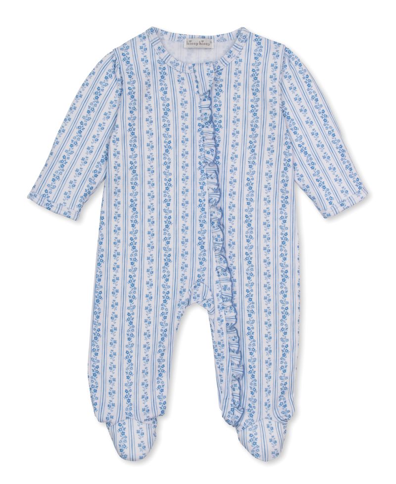 Kissy Kissy Watercolor Floral Stripes Footie W/Zip PRT 5306