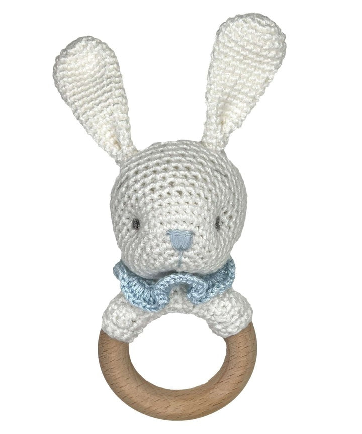 Zubels Bunny Rattle W/Wooden Ring 5212