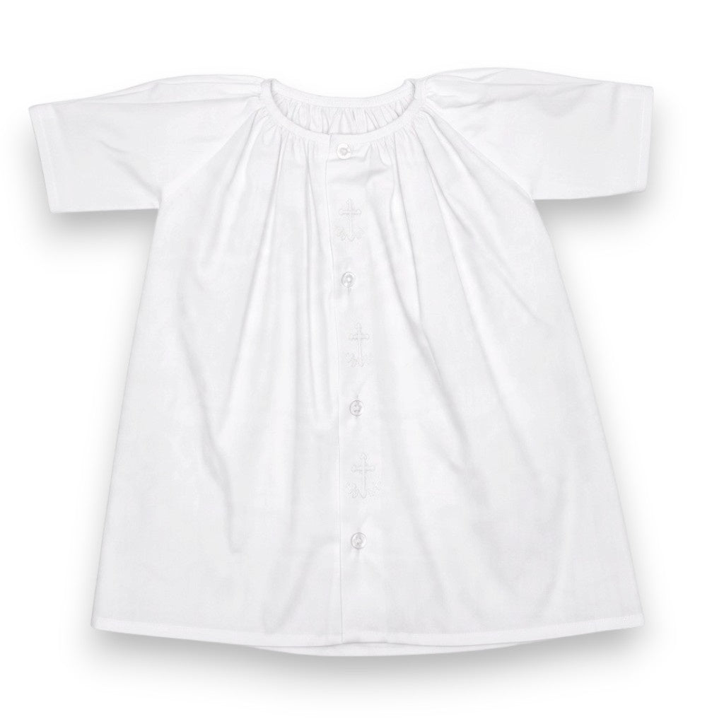 Auraluz White Daygown L/S Wh Cross 398NWH