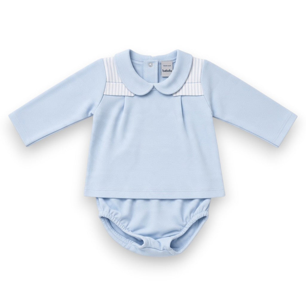 Babidu Knitted Baby Long Sleeve Diaper Set Blue/White 40134 5309