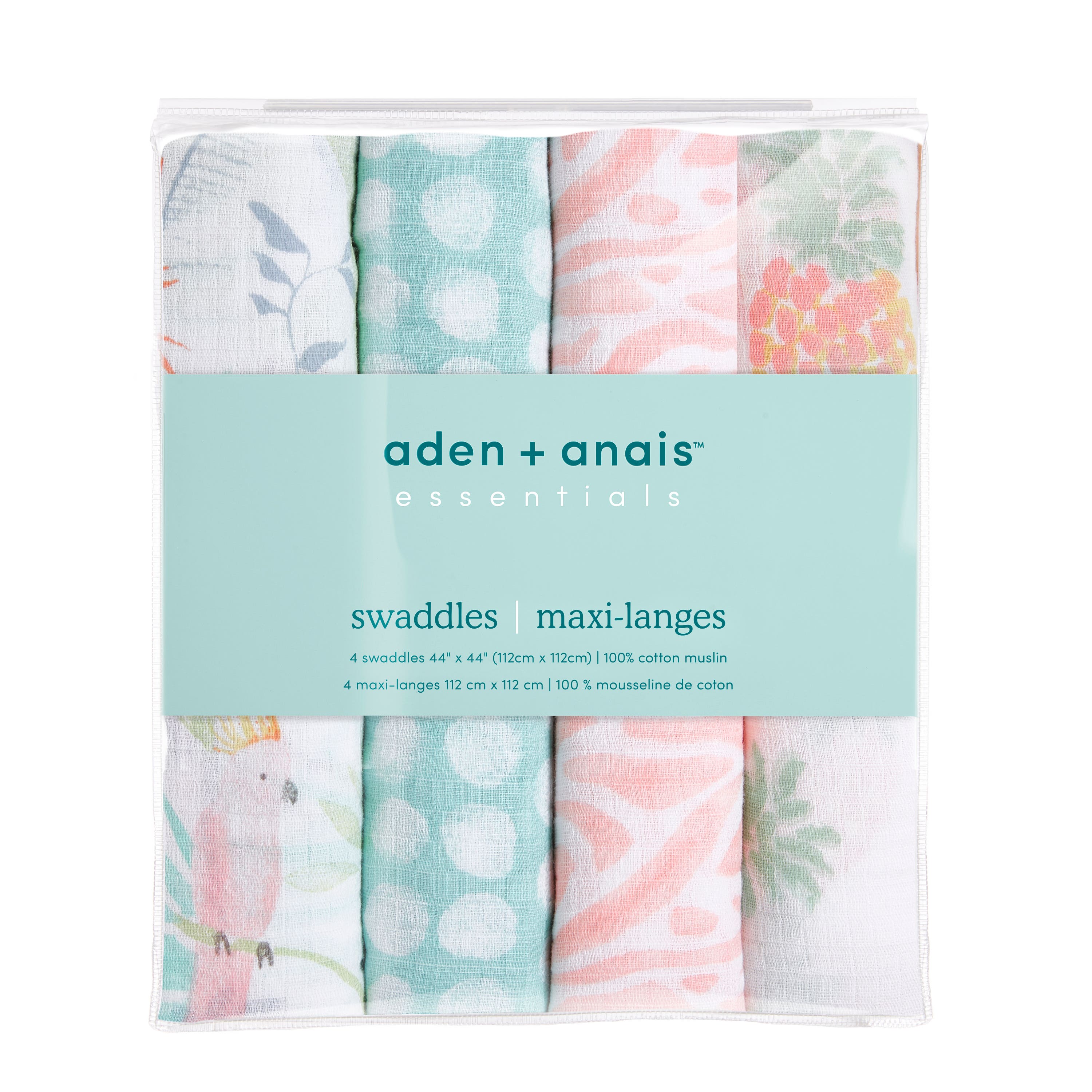 Aden & Anais Essentials Cotton Muslin 4 Pack Swaddles