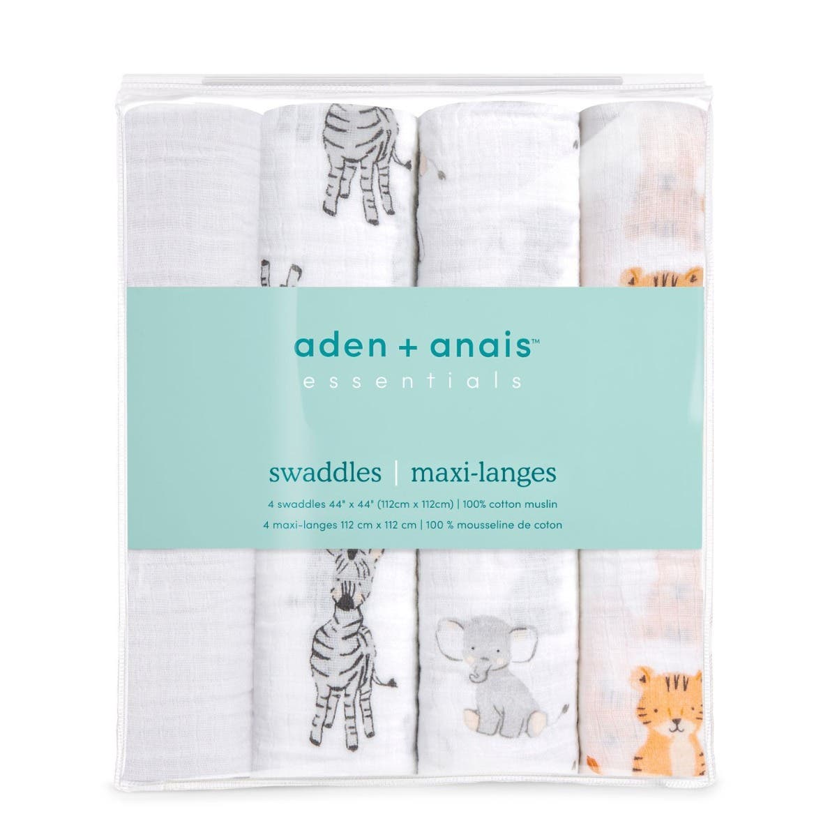 Aden & Anais Essentials Cotton Muslin 4 Pack Swaddles