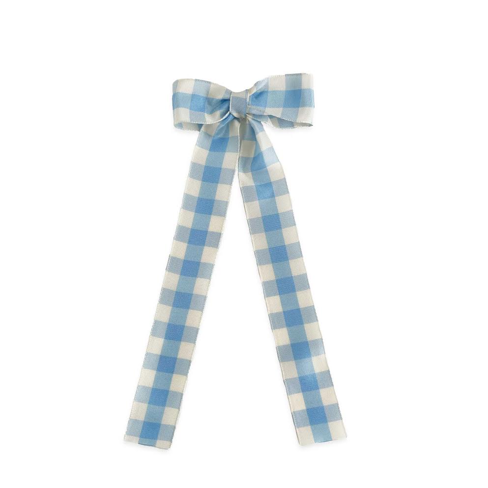 Eva's House Long Tail Gingham Taffeta Bow 5101