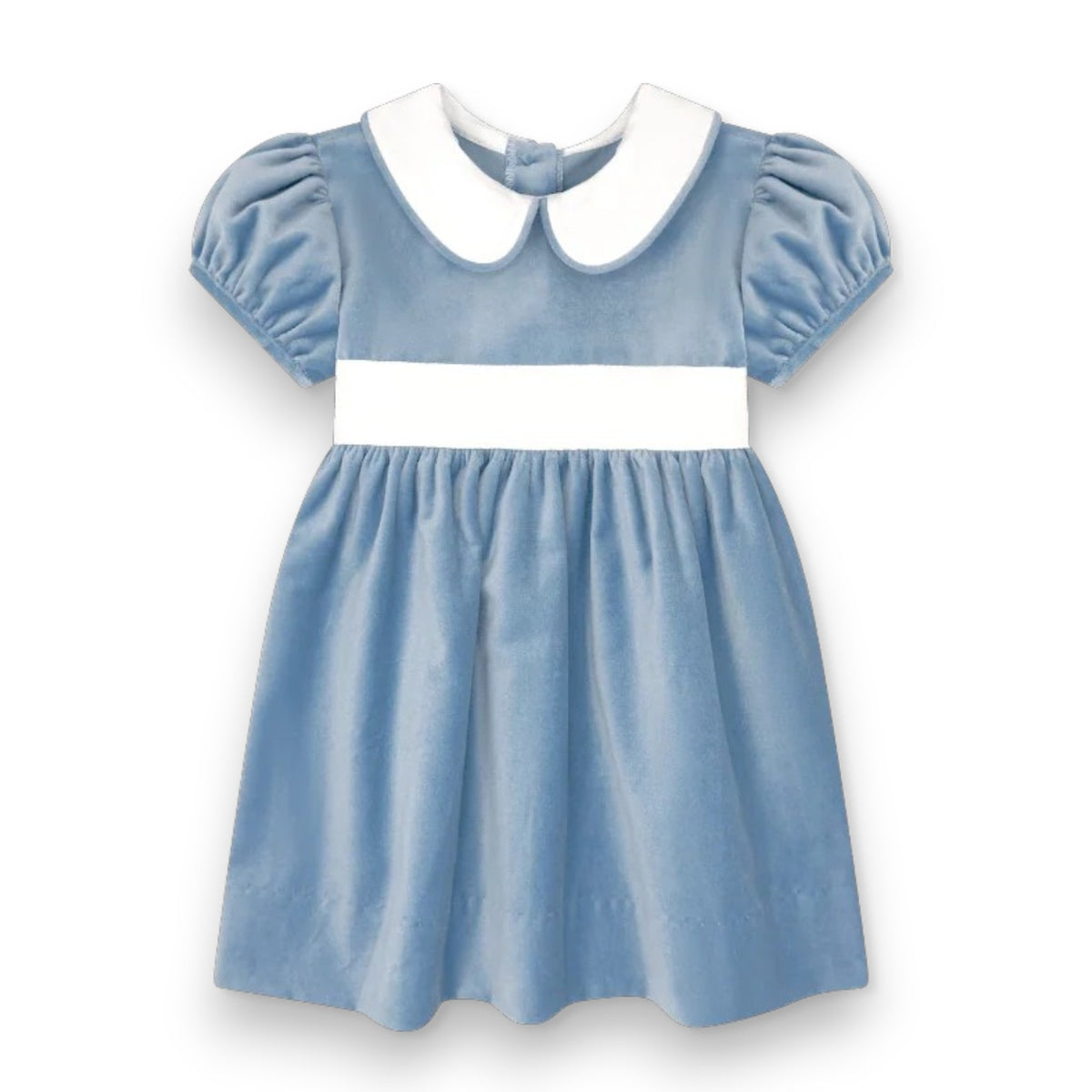 Lullaby Set Beaufort ElenorDress Blue Velvet, White Woven Collar & Pleated Band