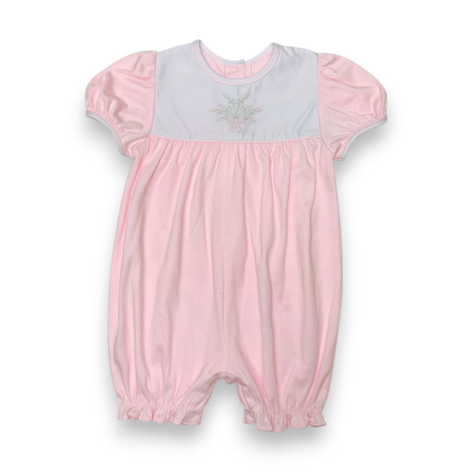 Auraluz Knit Shortall Pink Bow #3 & bouquet 6604PK