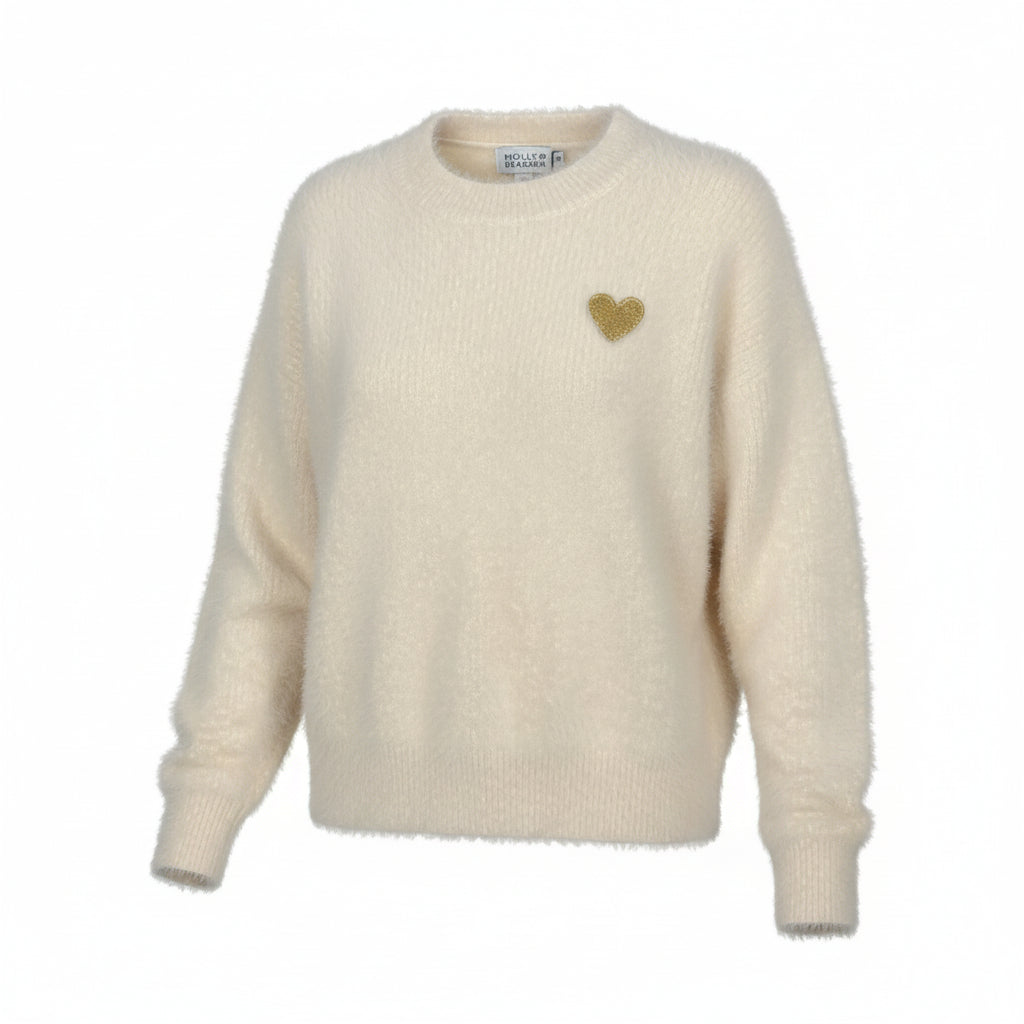 Molly Bracken OffWhite Sweater W/Gold Heart MMLA1846DN 5208