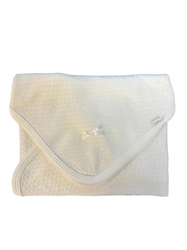 Paty White Knit Receiving/Swaddle Blanket w/ Picot Trim 107/107X/107P