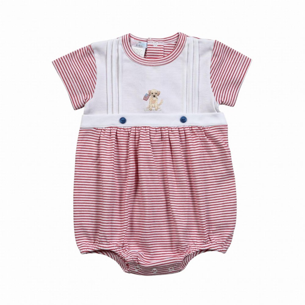 Baby Loren American Flag Hand Embroidered Bubble 5103