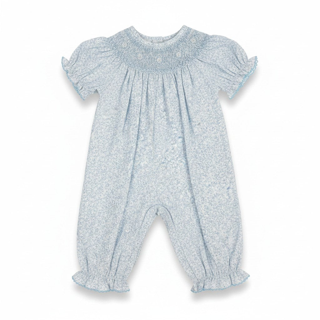 Petit Bebe Grace Lt Blue Liberty Print Long Bishop Bubble S/S 103F2-MF26