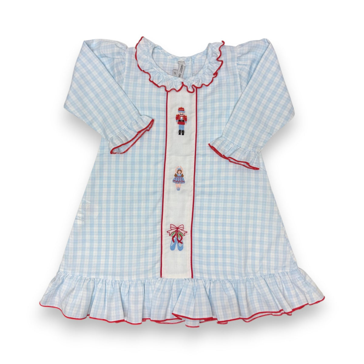 Sweet Dreams Nutcracker Emb Blue Plaid Gown GO282 5309
