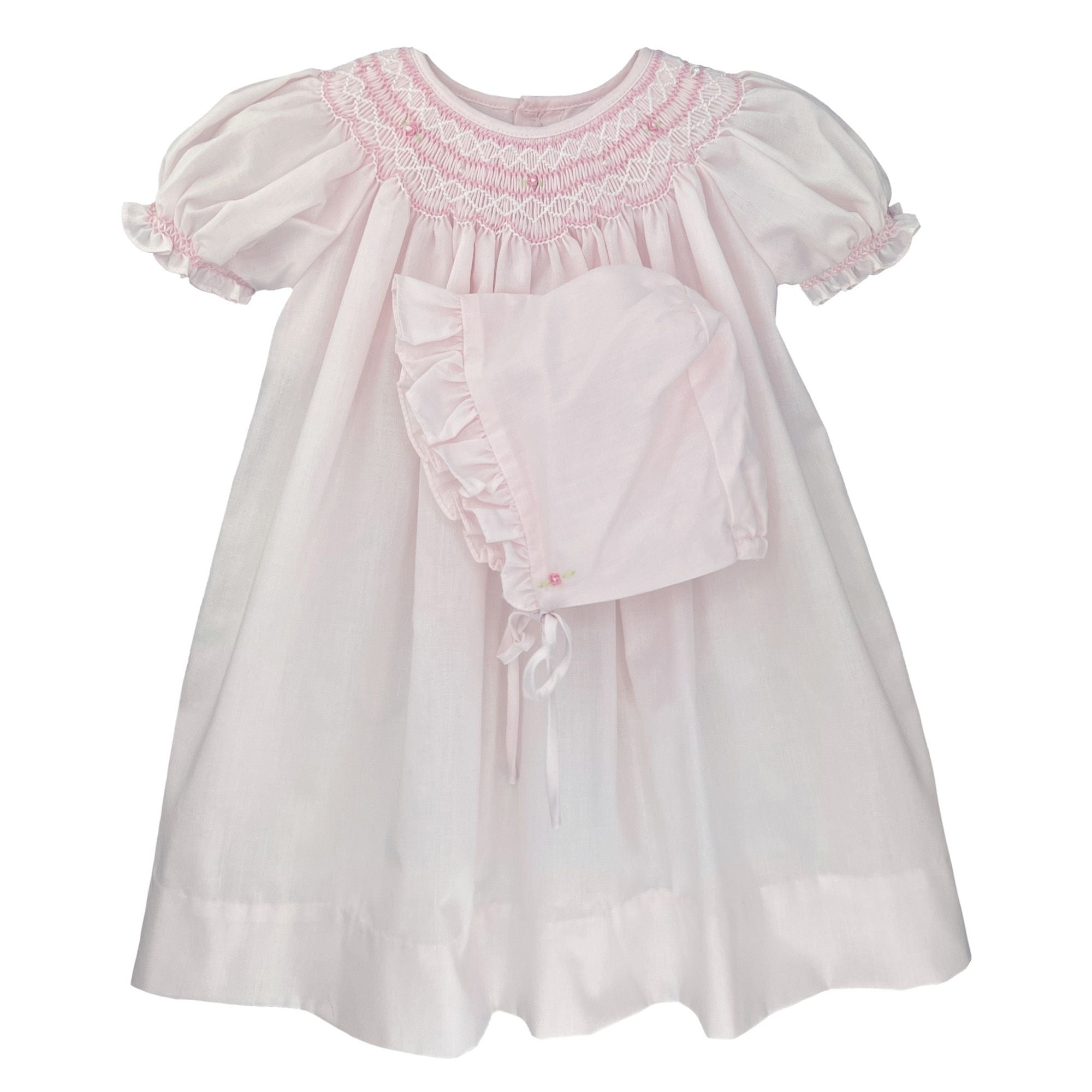 Petit Bebe- MADISON - Blue poplin angel wing bishop
