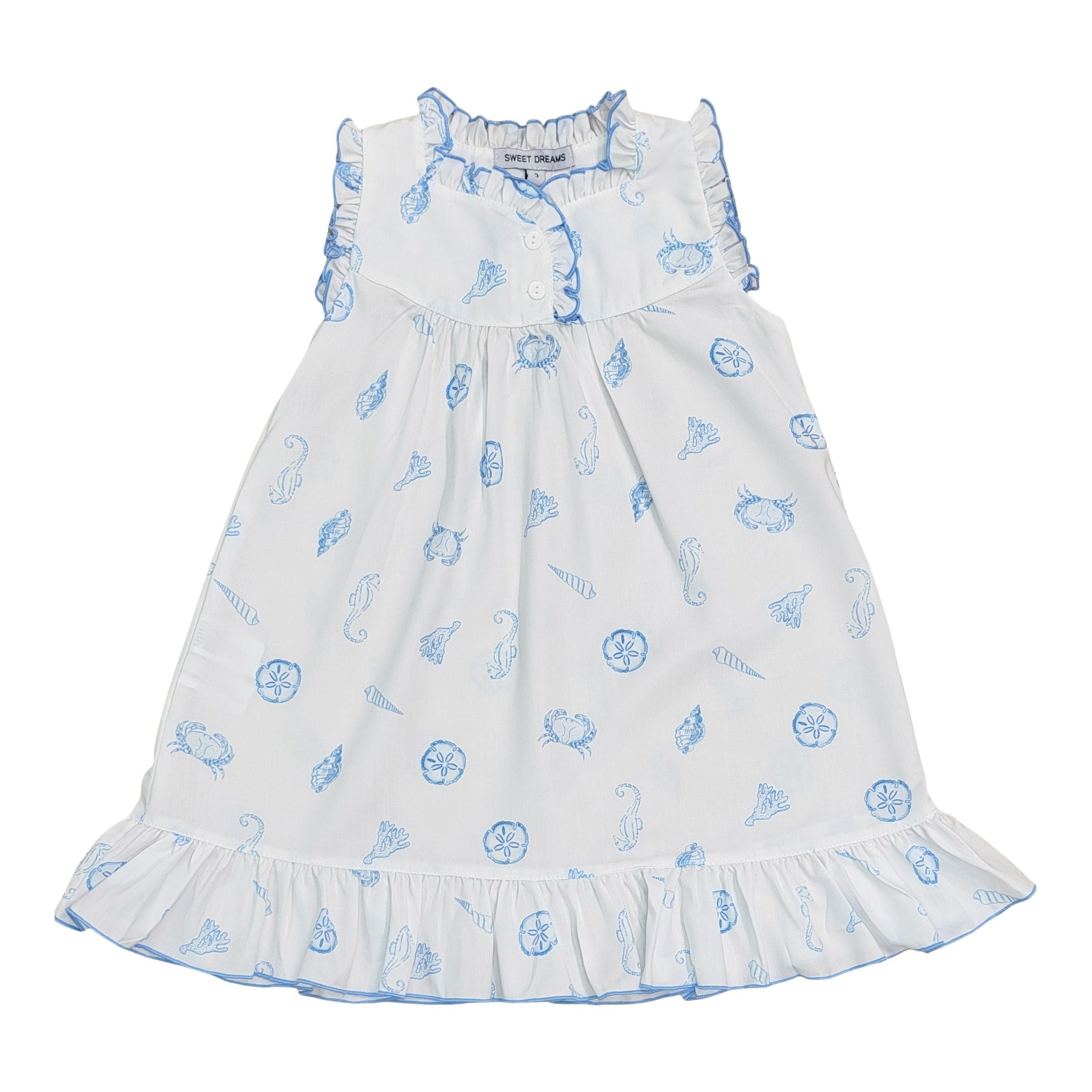 Sweet Dreams Sea Life Blue Print White Gown GO242 5203