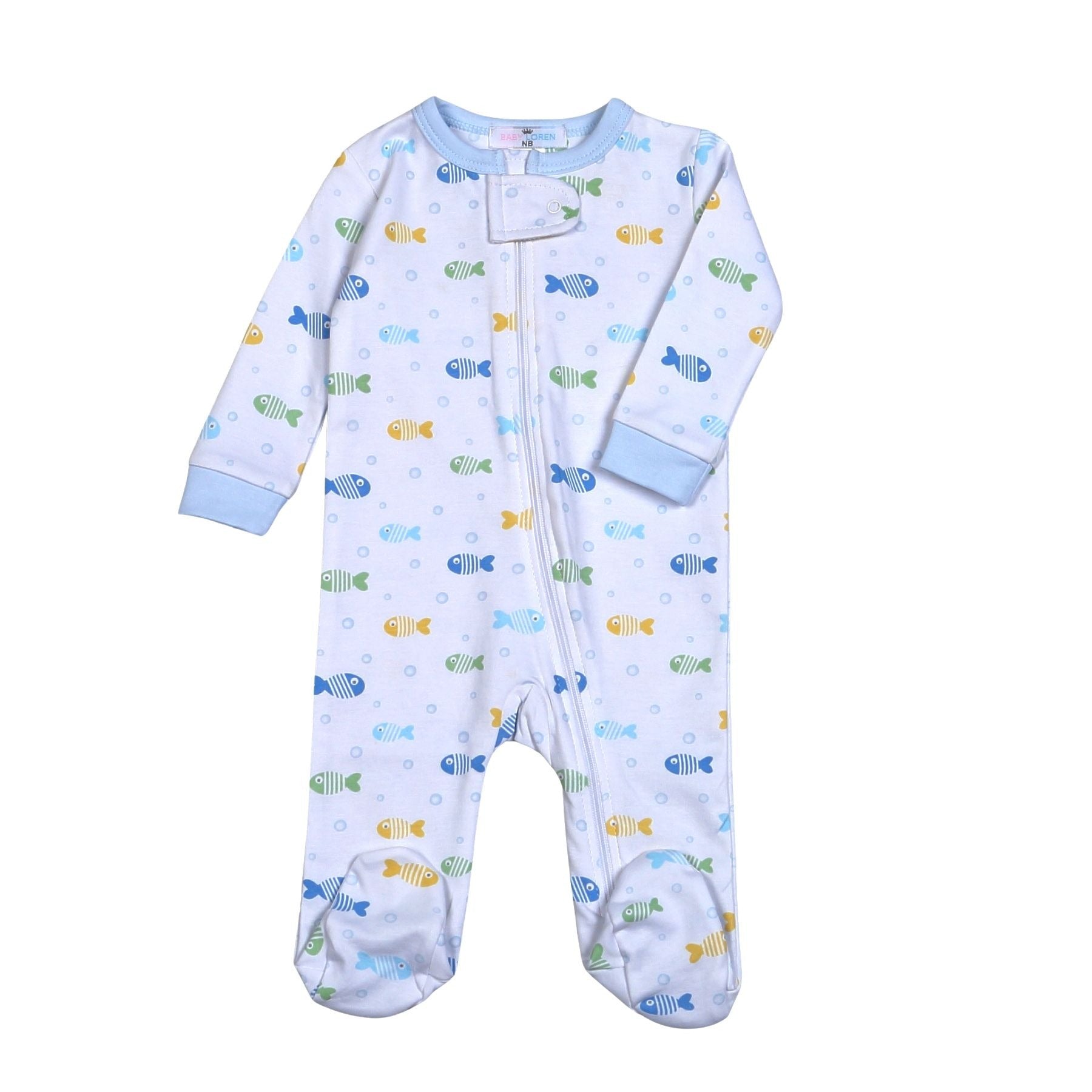 Baby Loren Blue Bubble Buddies Pima Zipper Footie BBD-014 5201