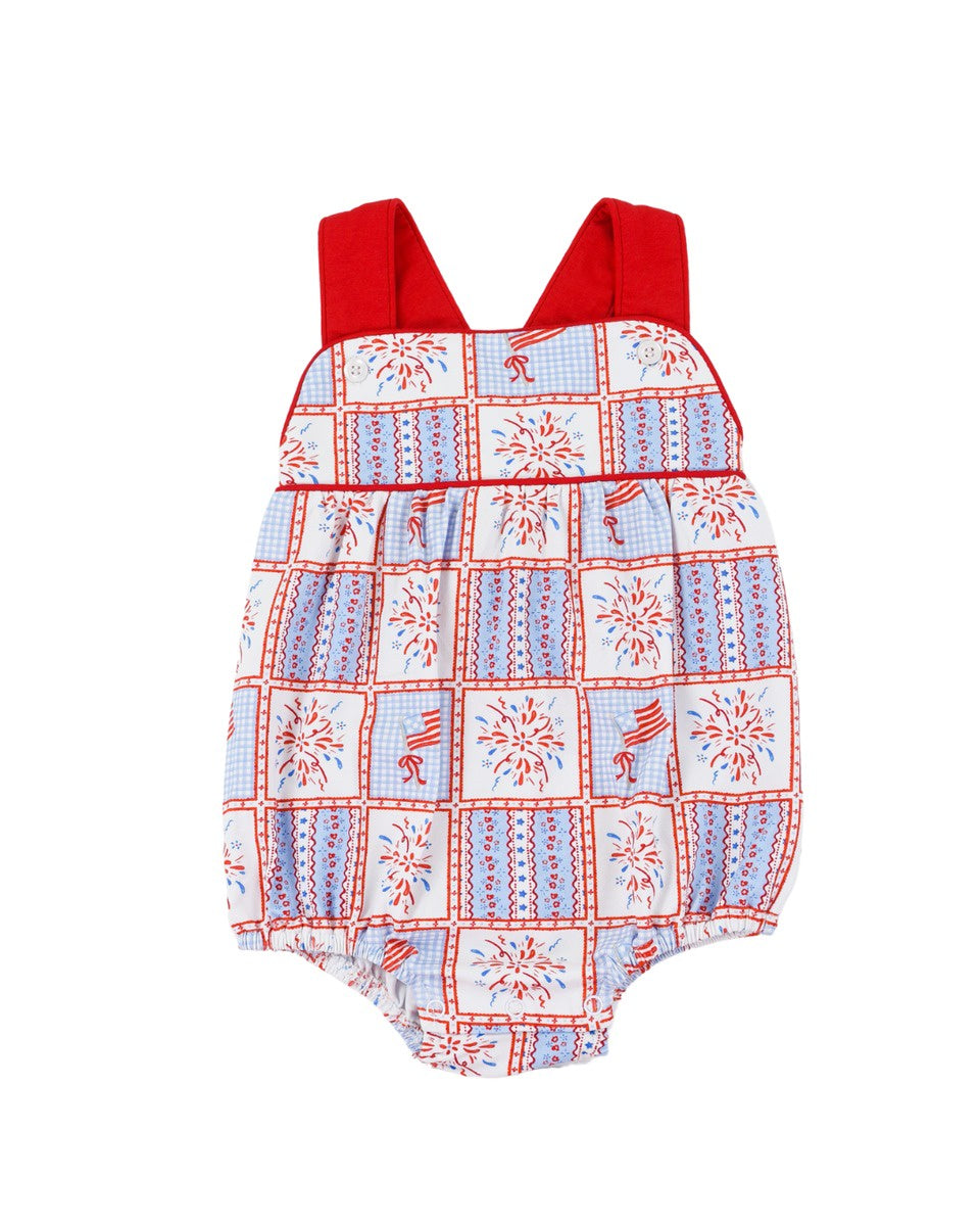 Cypress Row Patriotic Patchwork Silas Sunsuit 5301