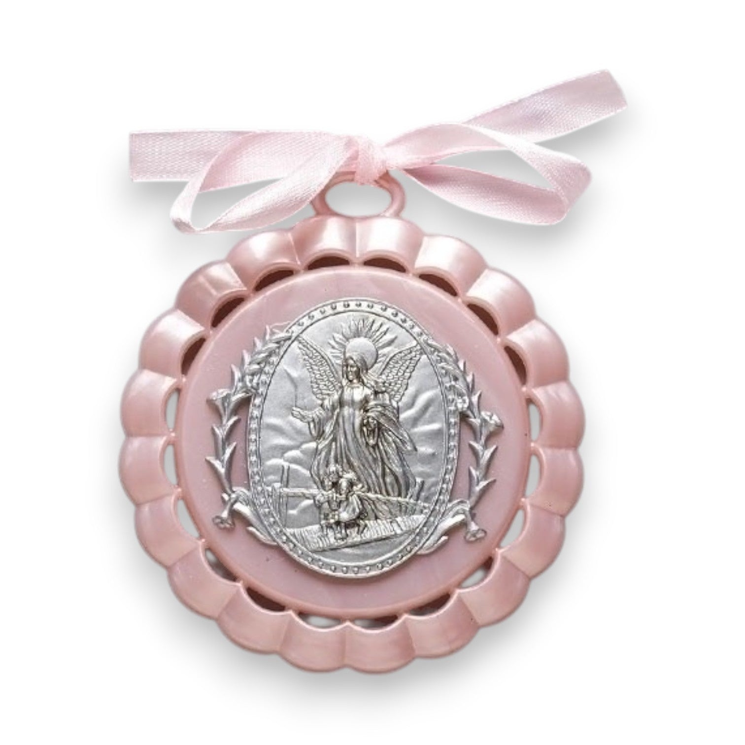 Roman Pink My Guardian Angel Cradle Medal 4.25"H #43084