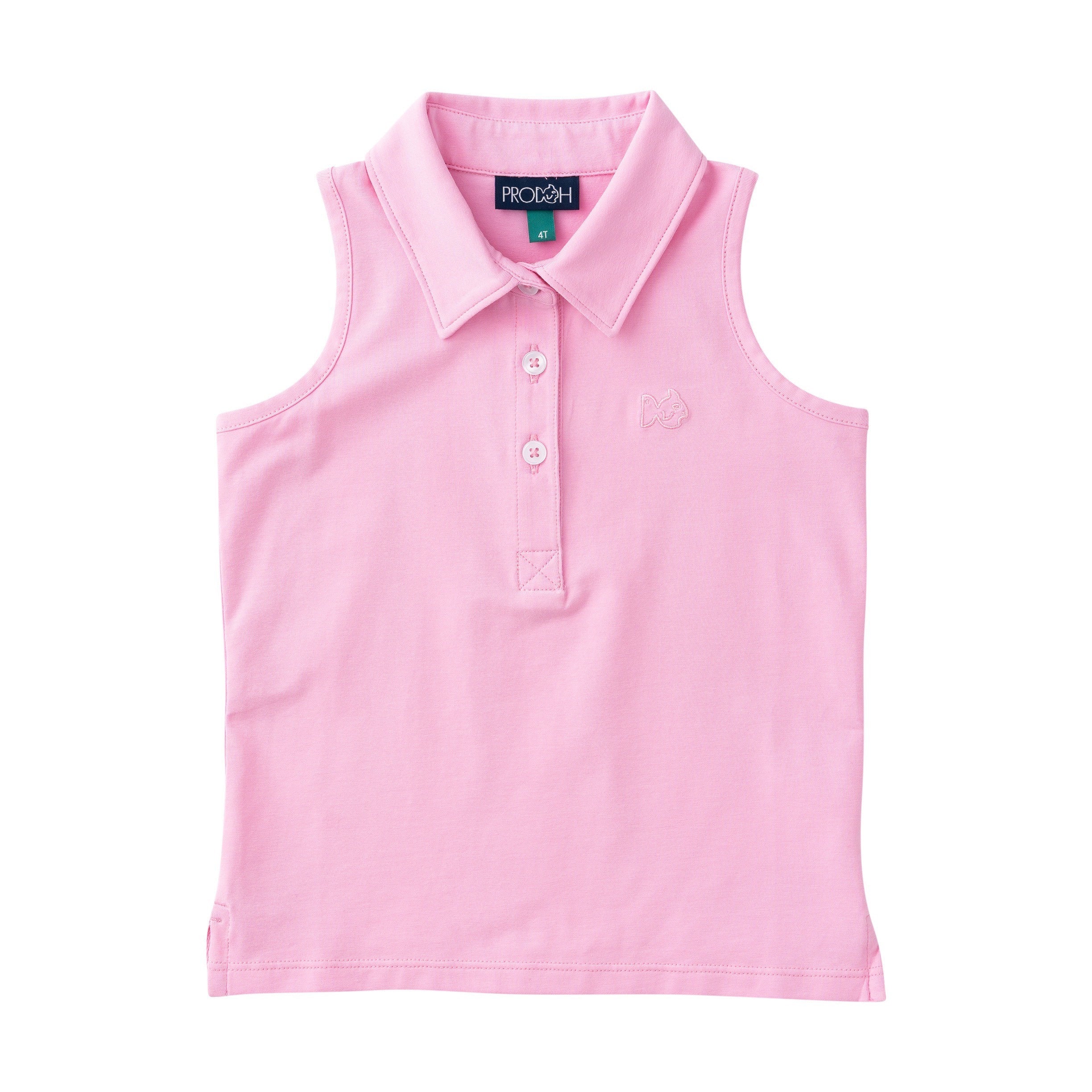 Prodoh Girls' Sleeveless Solid Cotton Polo Pink Frosting-PF 5303