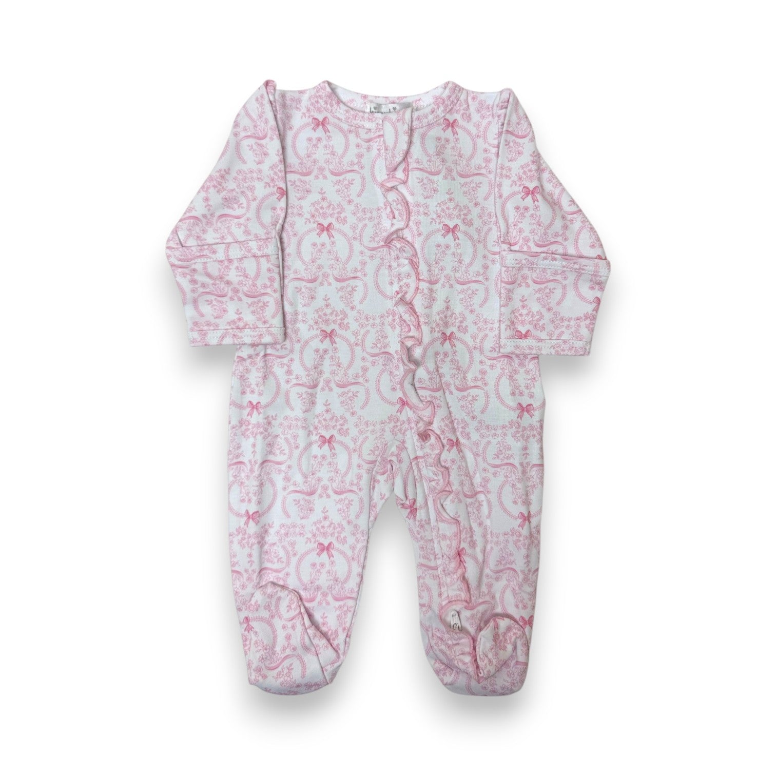 Kissy Kissy Delicate Blooming Bows Footie W/Zip PRT KGQ14328N