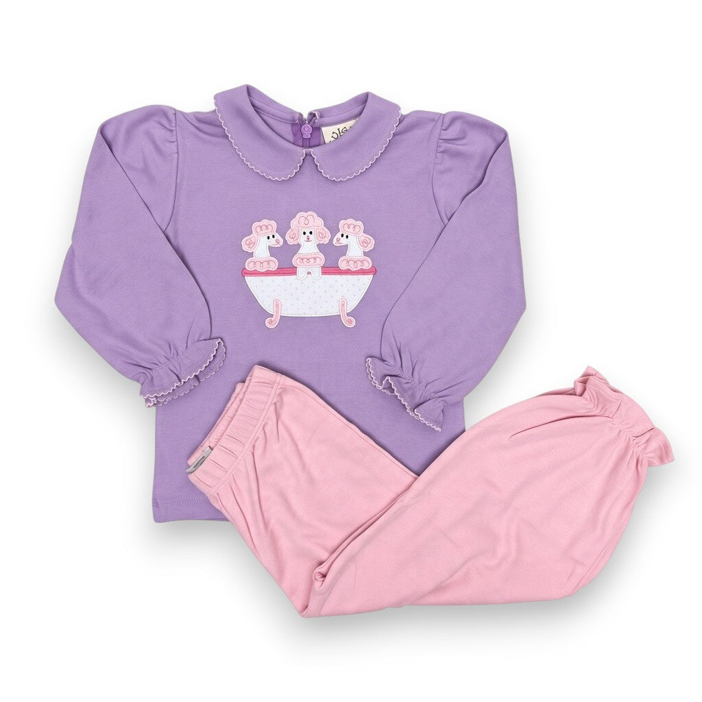 Luigi 3 Poodles In a Tub & Pink Ruffle Knit Pant 5310