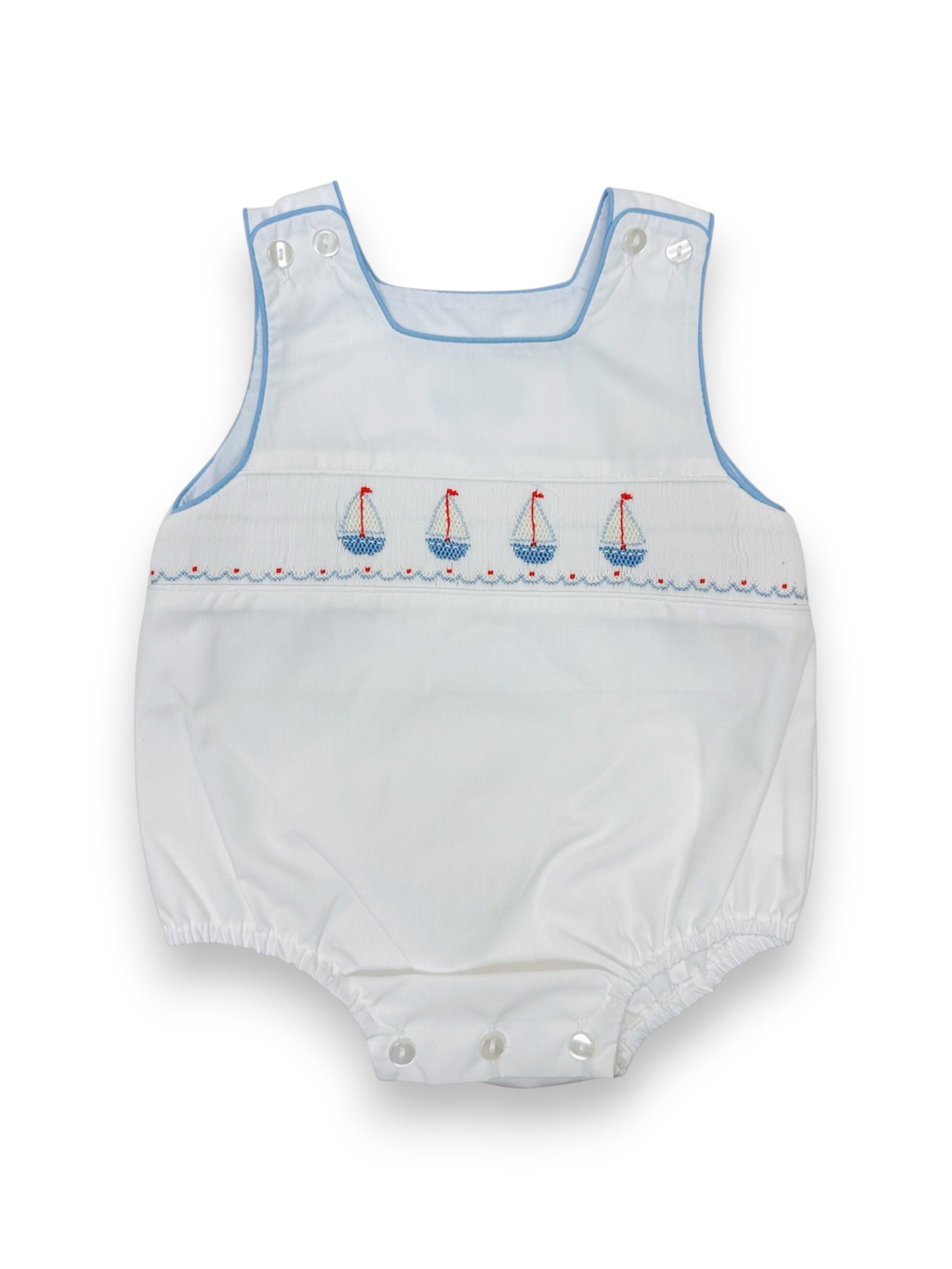 Petit Bebe Sailboats Boy's White Poplin Boy's Sunbubble 131H-MS26 5304