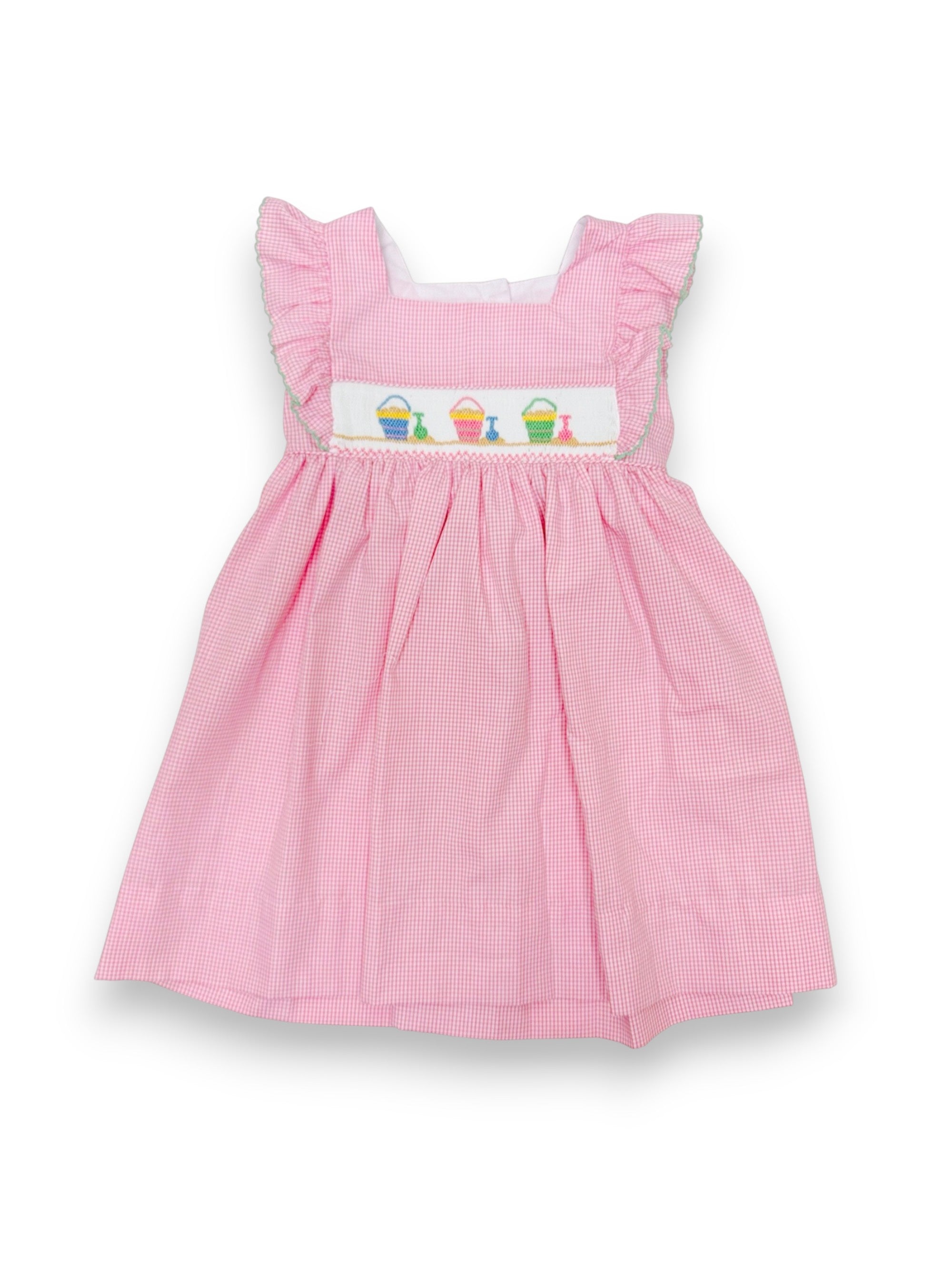 Petit Bebe Sand Pails Girl's Pink Check Sleeveless Dress 132D-MS26