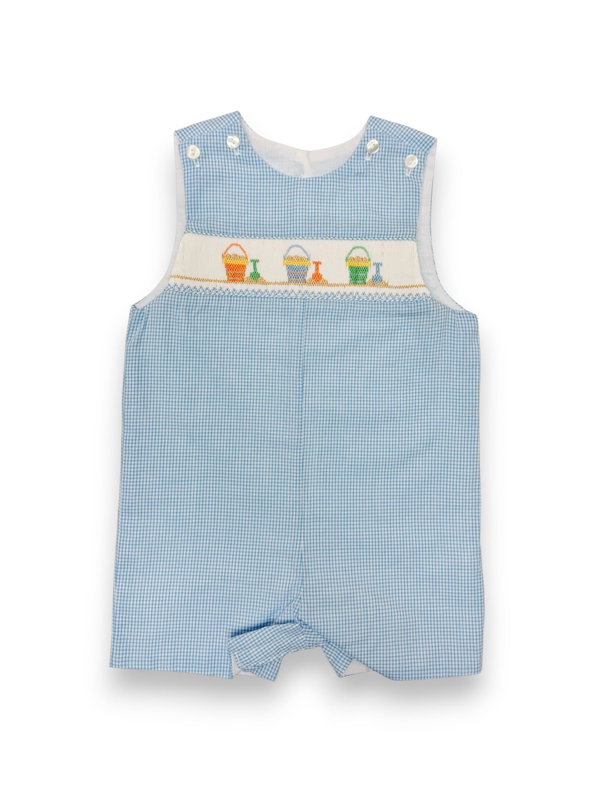 Petit Bebe Sand Pails Boy's Blue Check Boy's Jon Jon 132K-MS26 5304