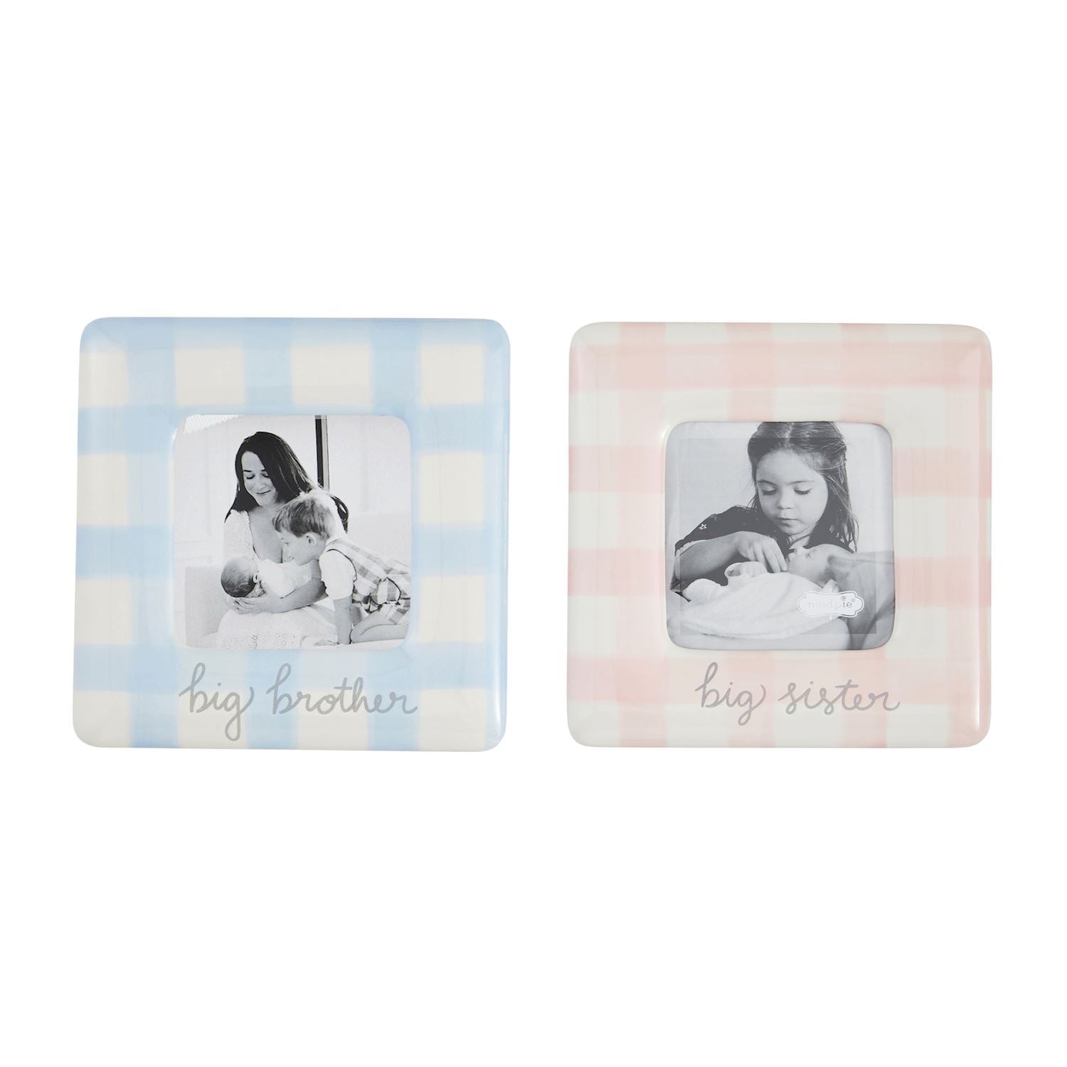 Mud Pie gingham sibling frames