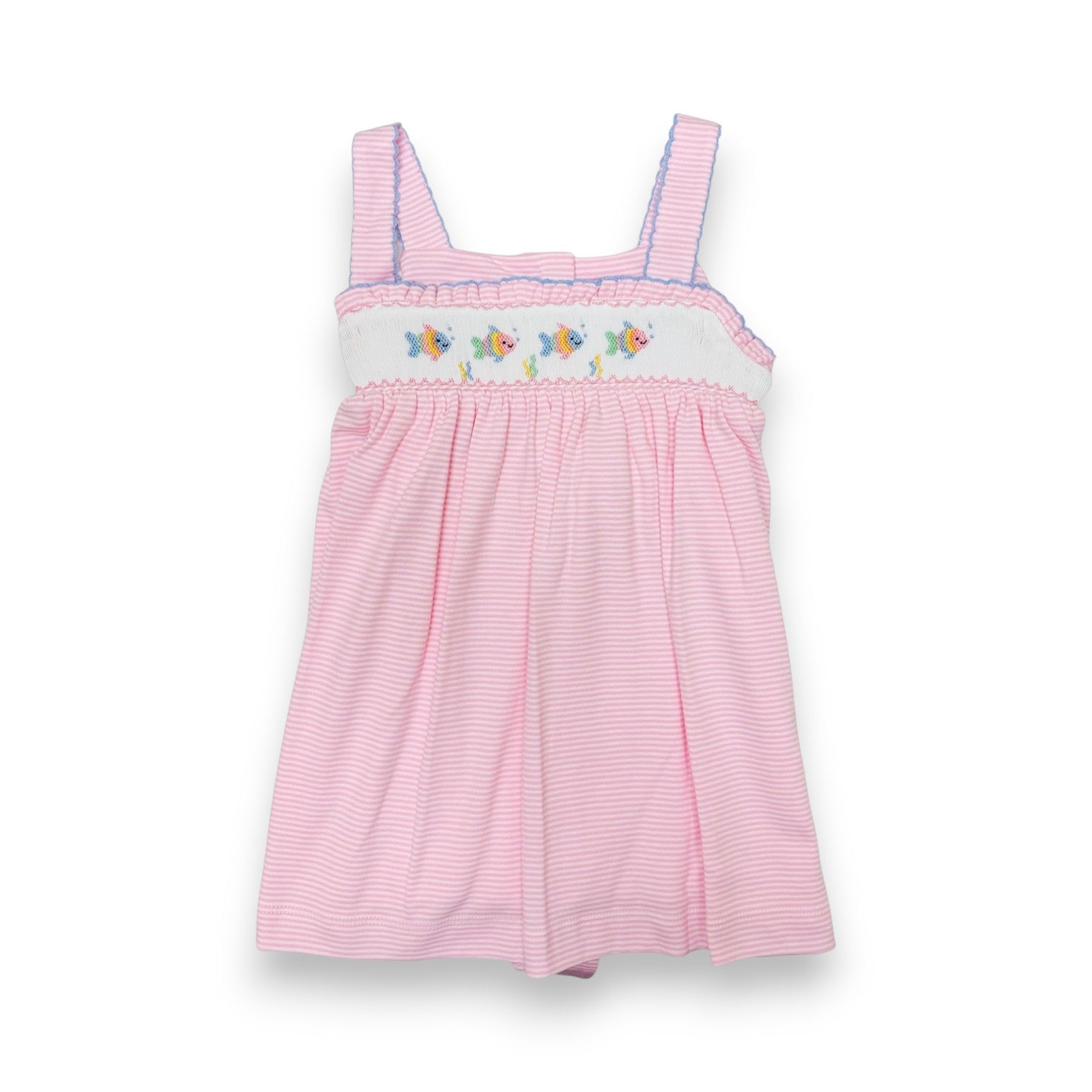 Petit Bebe Fish Girl's Pink Knit Stripe Strap Sundress 439D-MS26