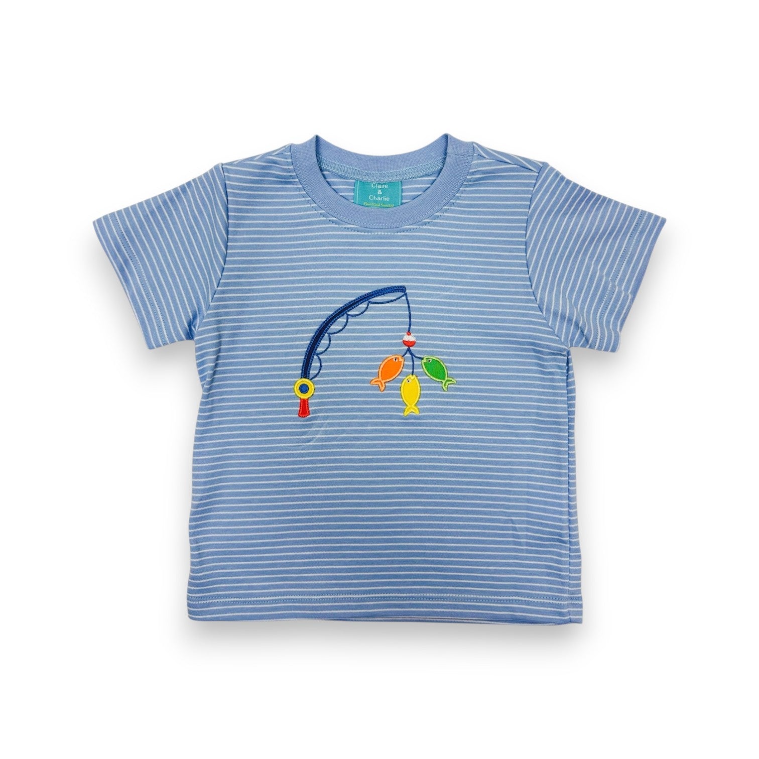 Claire & Charlie Fishing Lures Periwinkle Blue Stripe Boy's T-Shirt 5032P-CS26 5304