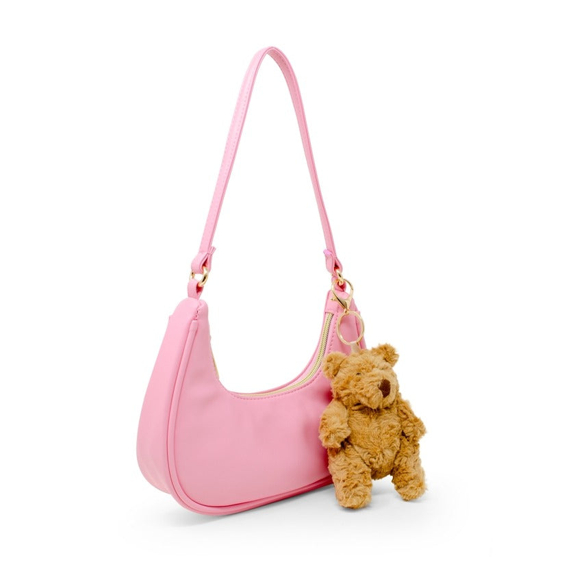 Tiny Treats Teddy Bear Charm Shoulder Handbag- Pink