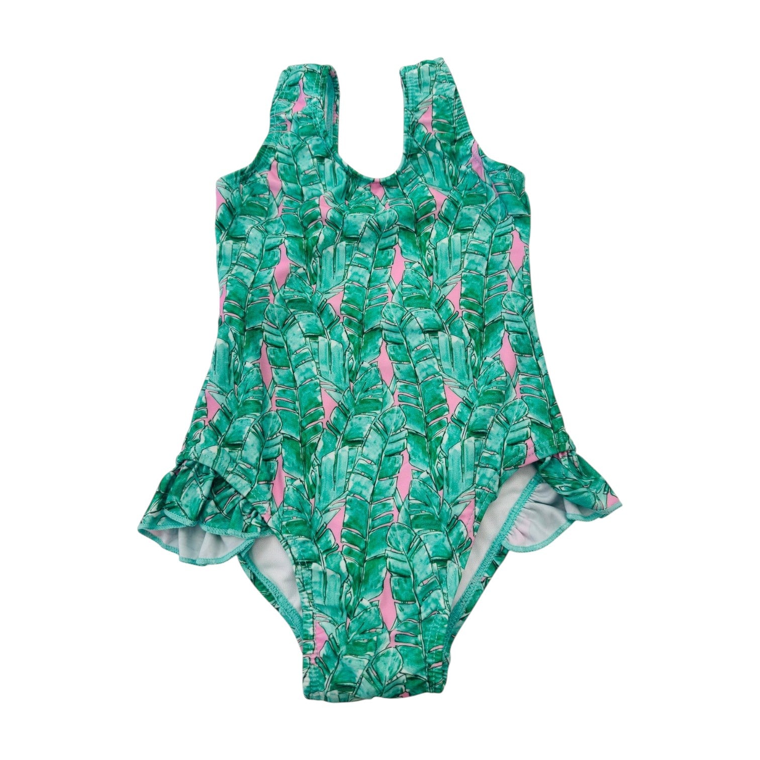 Flap Happy Tropical Fronds UPF 50 Delaney Hip Ruffle Swimsuit TRFR 5212
